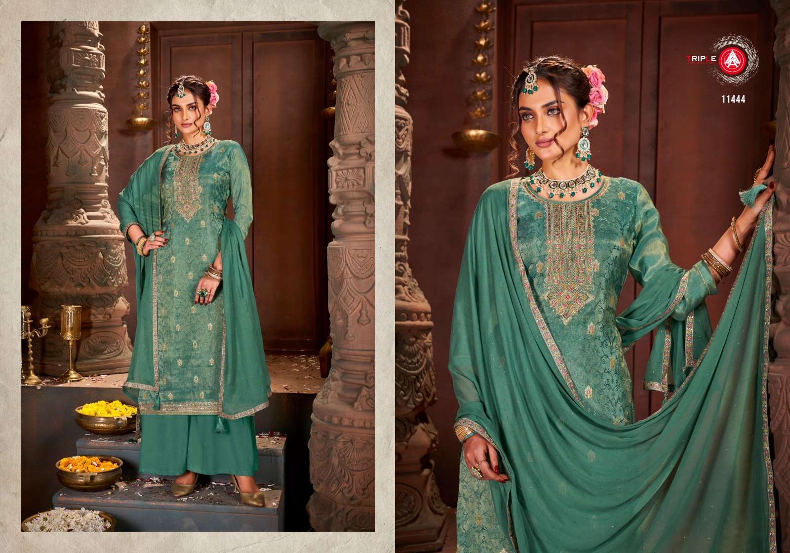 triple aaa kethi  Pure Simar Jequard Minakari With Work exclusive look salwar suit catalog