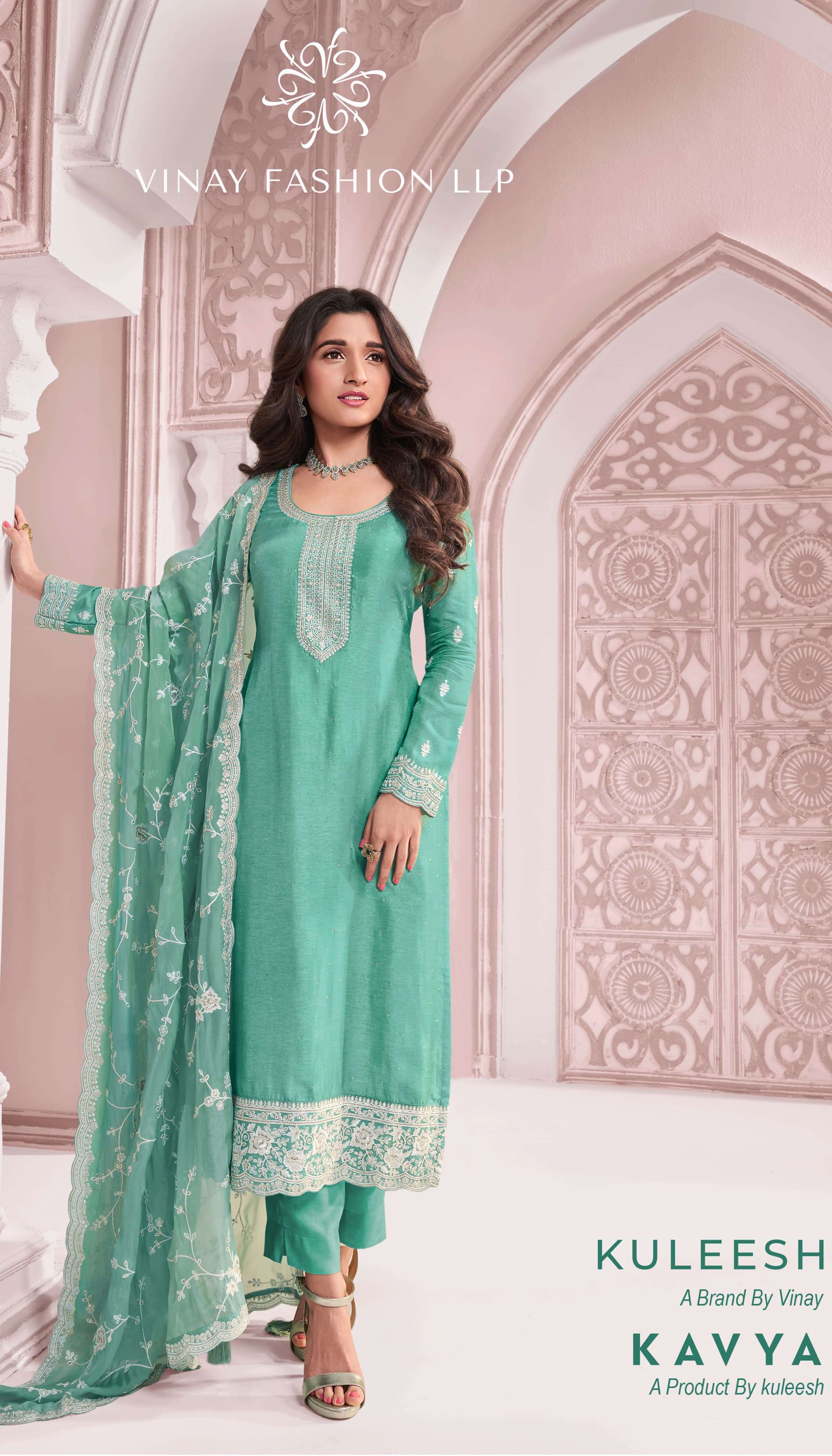 vinay fashion kuleesh kavya thread embroidered dola elegant salwar suit catalog