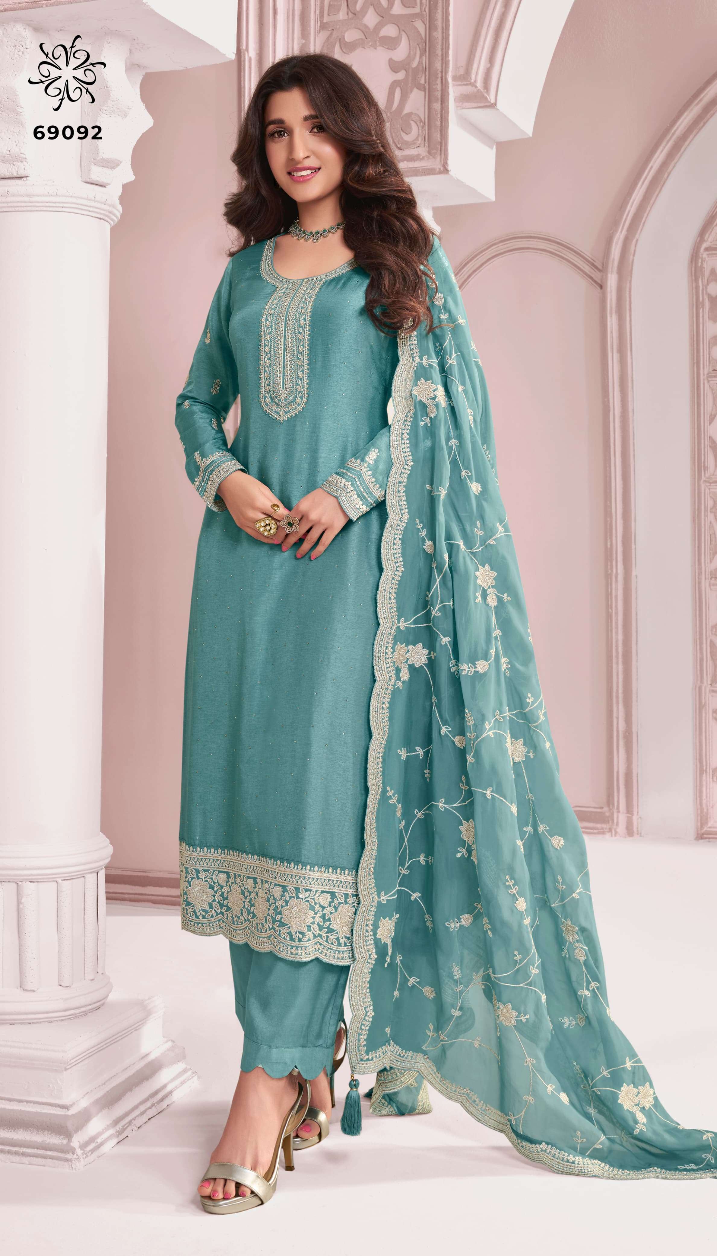 vinay fashion kuleesh kavya thread embroidered dola elegant salwar suit catalog