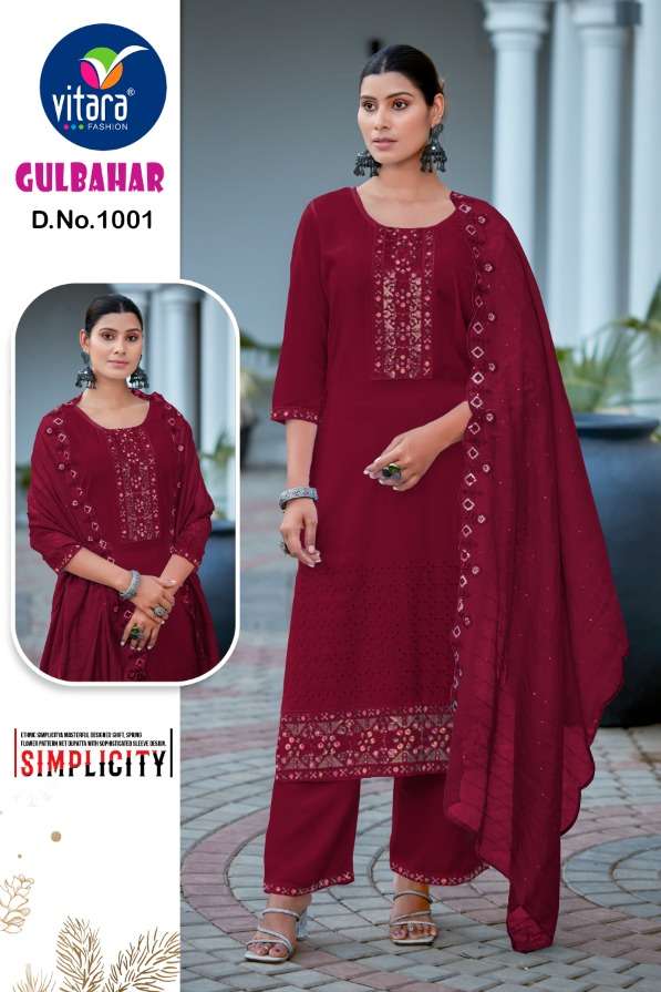 vitara fashion gulbahar pick n choose rayon elegant top bottom with dupatta size set