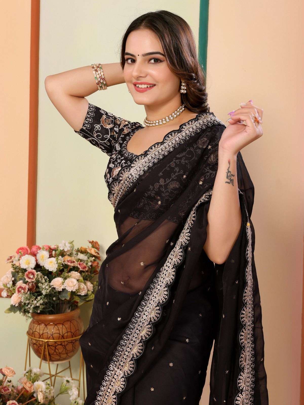 vivera anjani organza decent look saree catalog