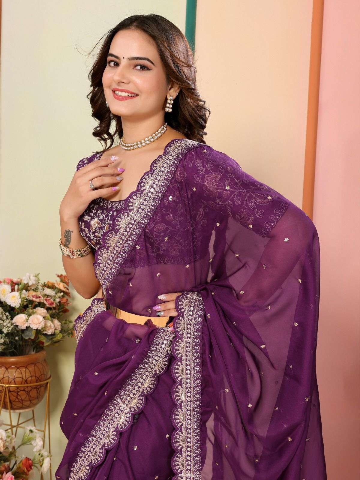 vivera anjani organza decent look saree catalog