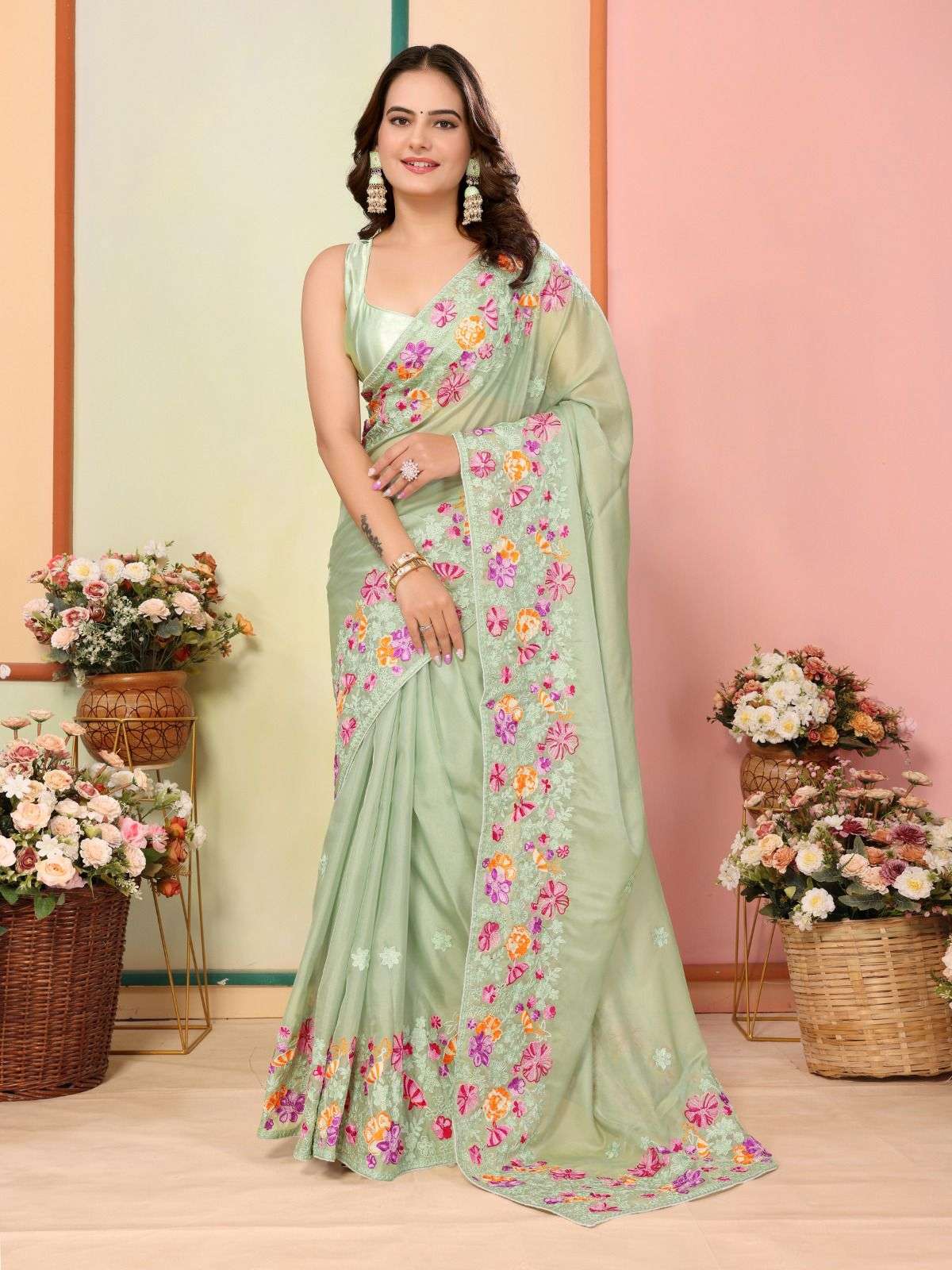 vivera devika soft organza elegant saree catalog