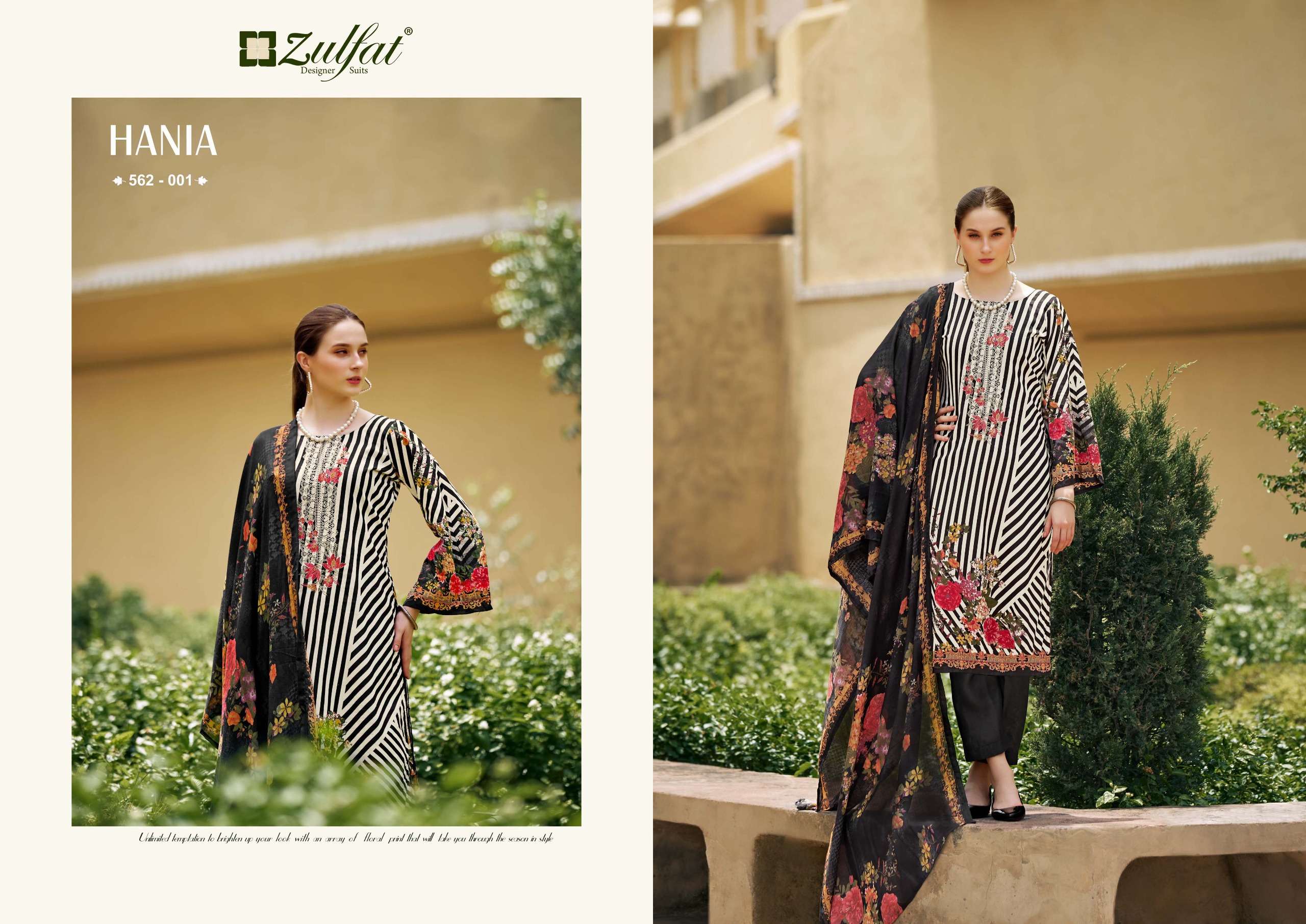 zulfat designer suits hania cotton exclusive look salwar suit catalog