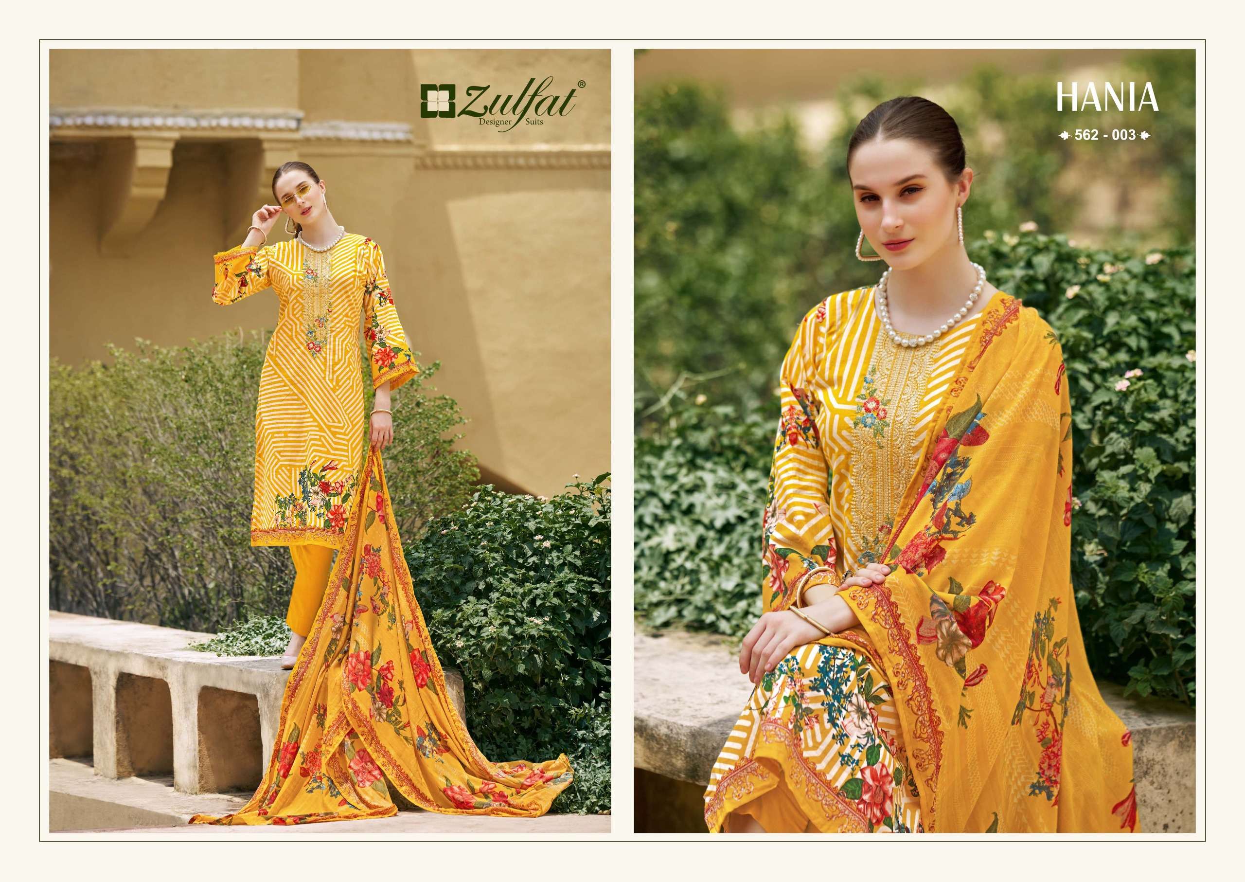 zulfat designer suits hania cotton exclusive look salwar suit catalog