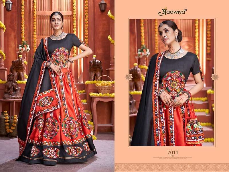 aawiya officeal  7011 rajwadi vol 3 art silk graceful look lehenga single