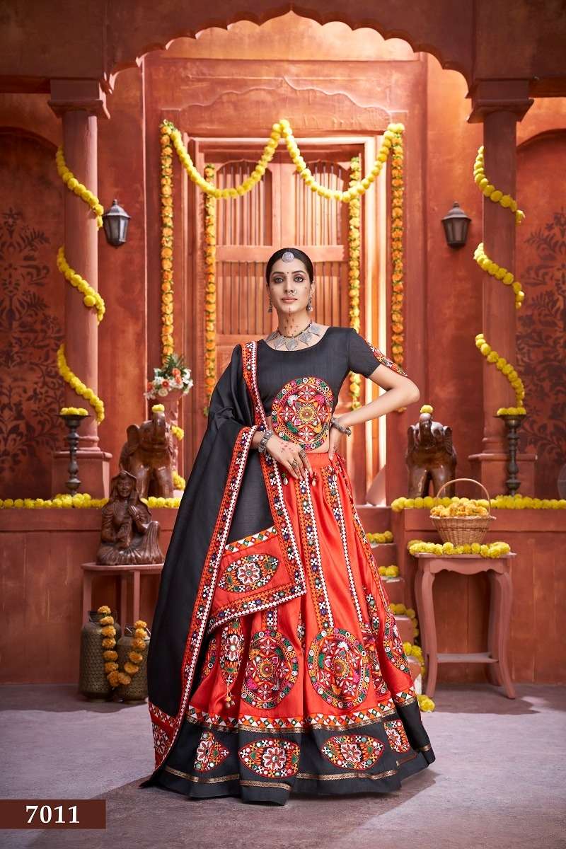 aawiya officeal  7011 rajwadi vol 3 art silk graceful look lehenga single