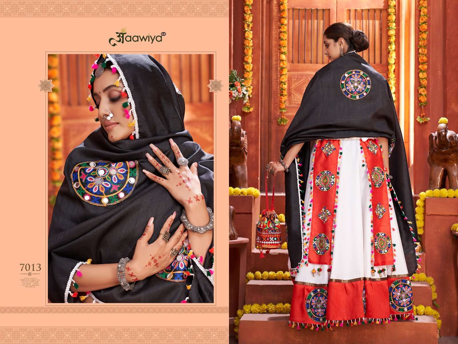 aawiya officeal 7013 rajwadi vol 3 art silk beautiful look lehenga single