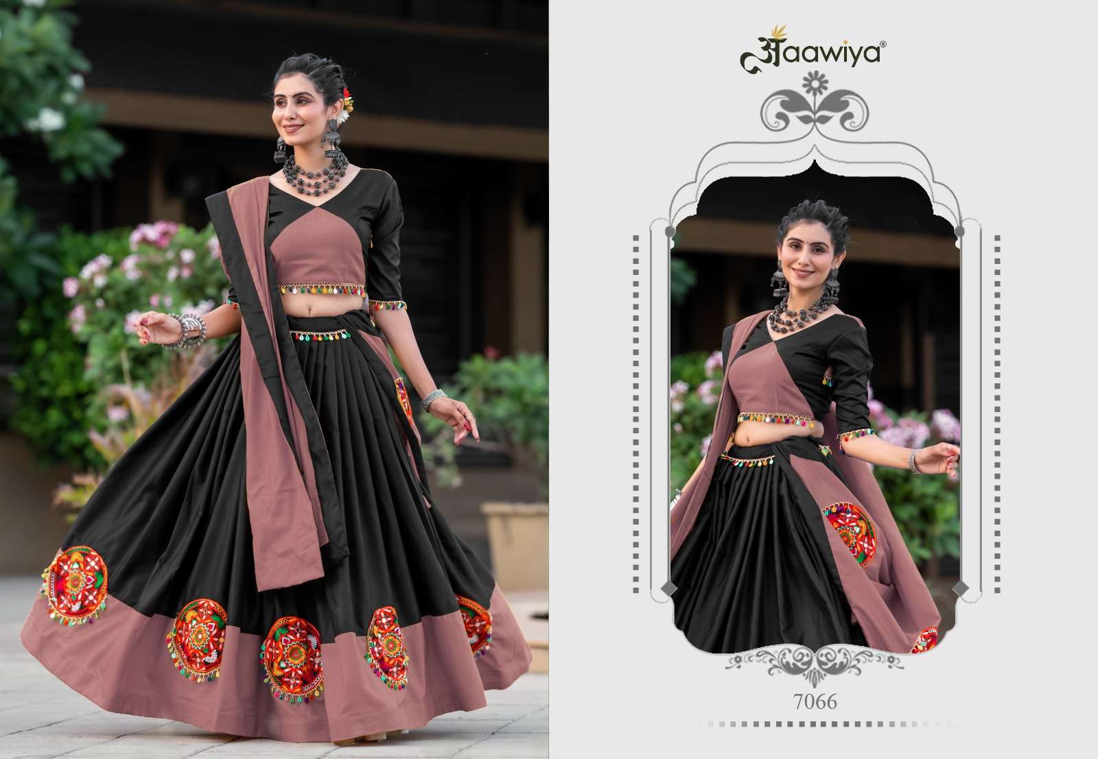 aawiya official Awy 7066  B Rosy Brown cotton silk exclusive look lehenga single