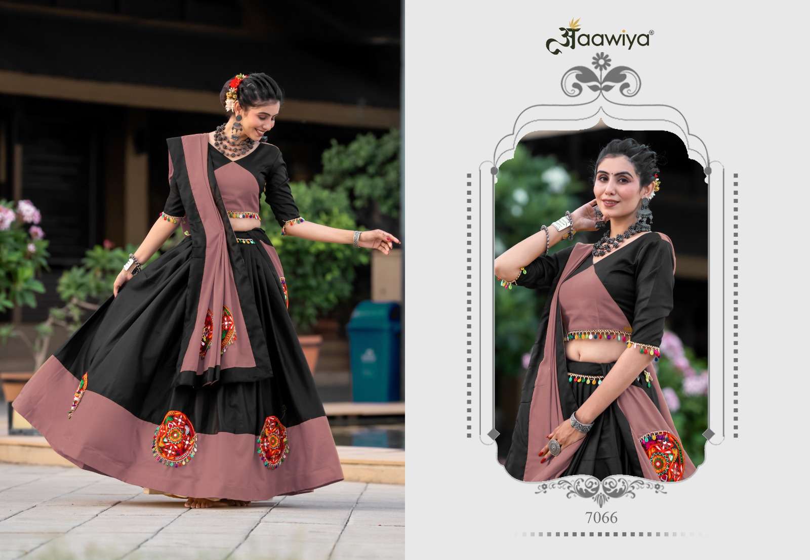 aawiya official Awy 7066  B Rosy Brown cotton silk exclusive look lehenga single