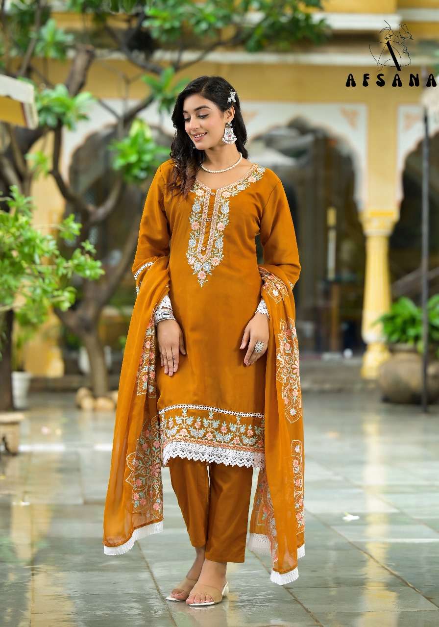 afsana Sunflower  roman silk attrective look top bottom with dupatta size set