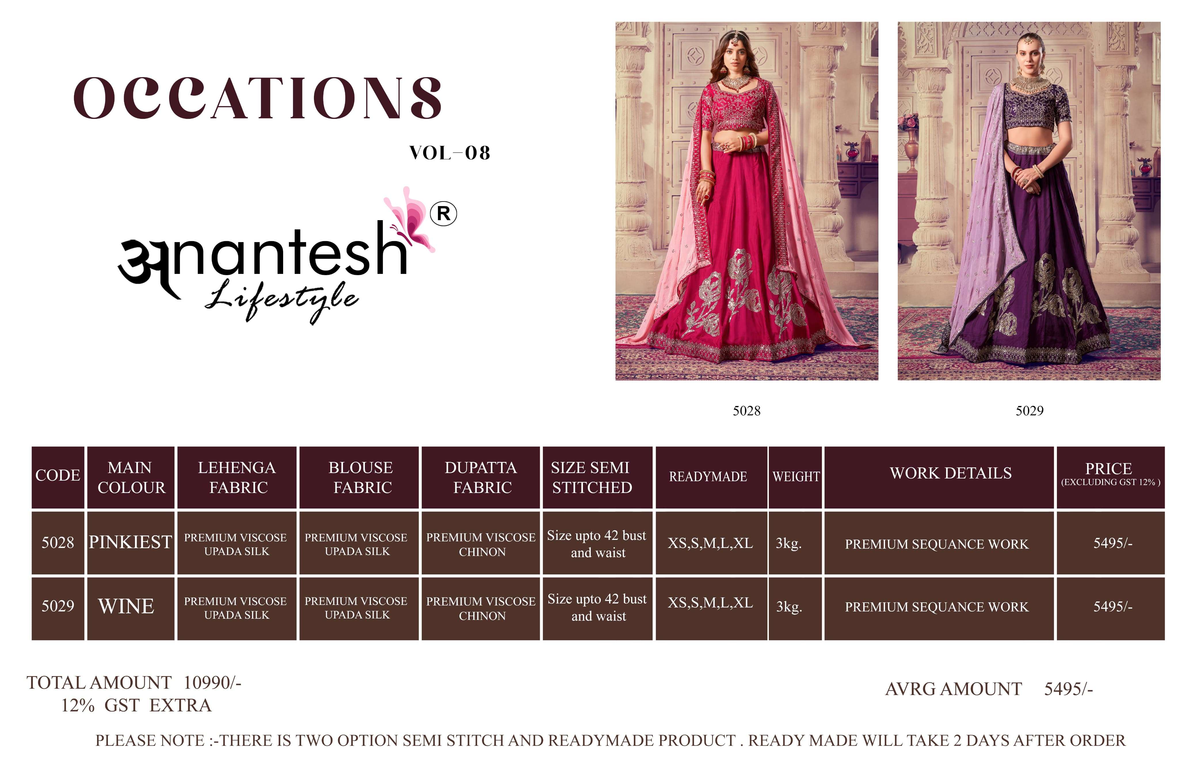 anantesh lifestyle occasion vol 8 series 50258 5029 viscose upada festive look catalog