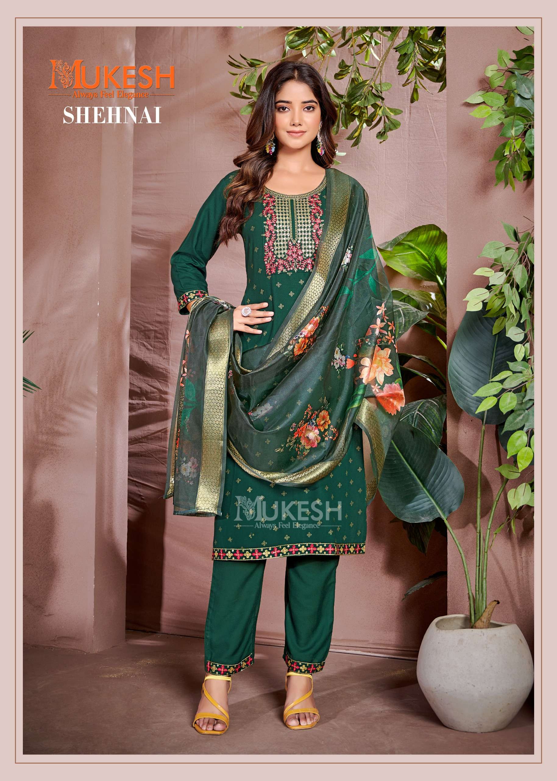 banwery fashion mukesh shehnai rayon innovative look kurti pant with dupatta  catalog