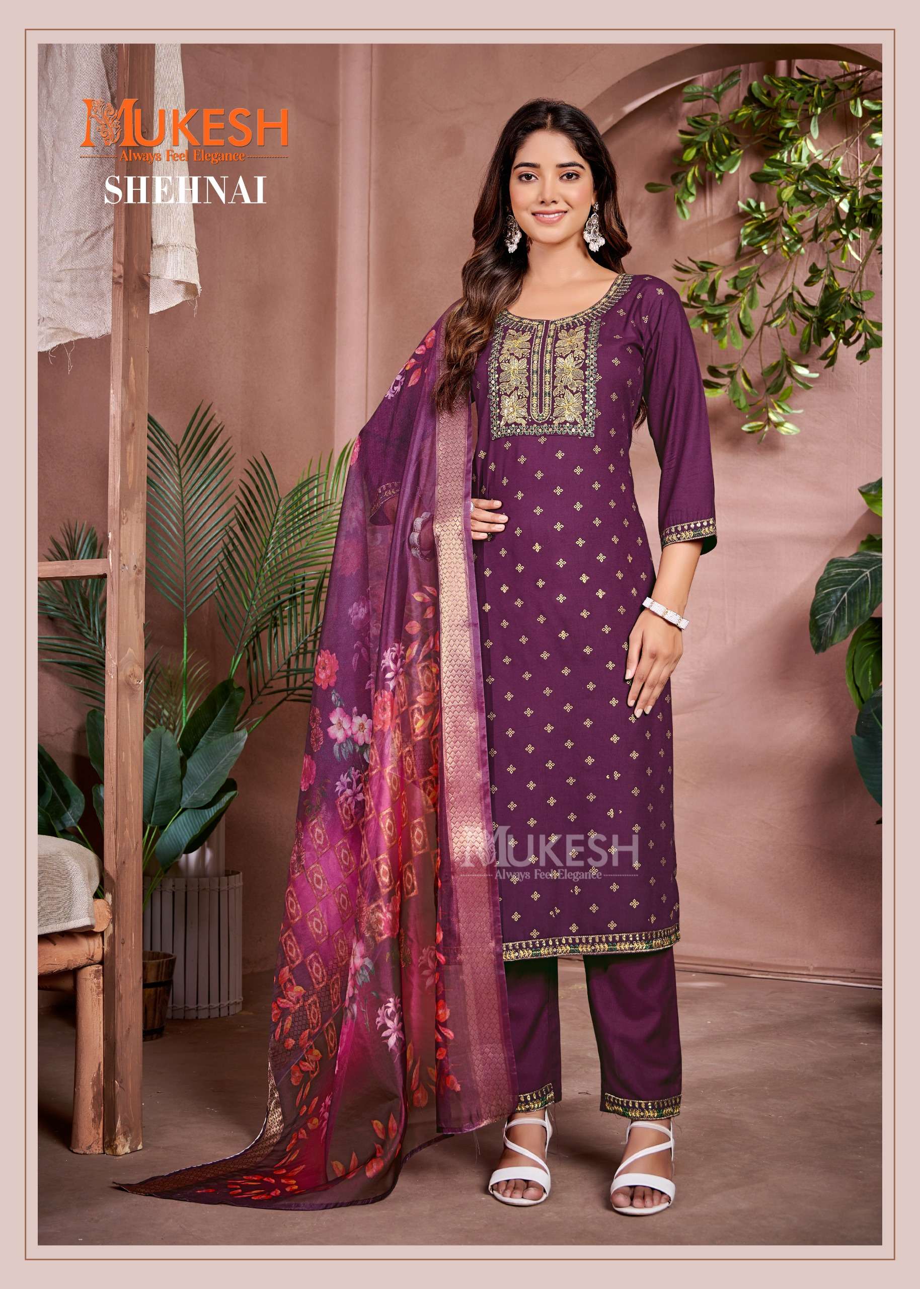 banwery fashion mukesh shehnai rayon innovative look kurti pant with dupatta  catalog