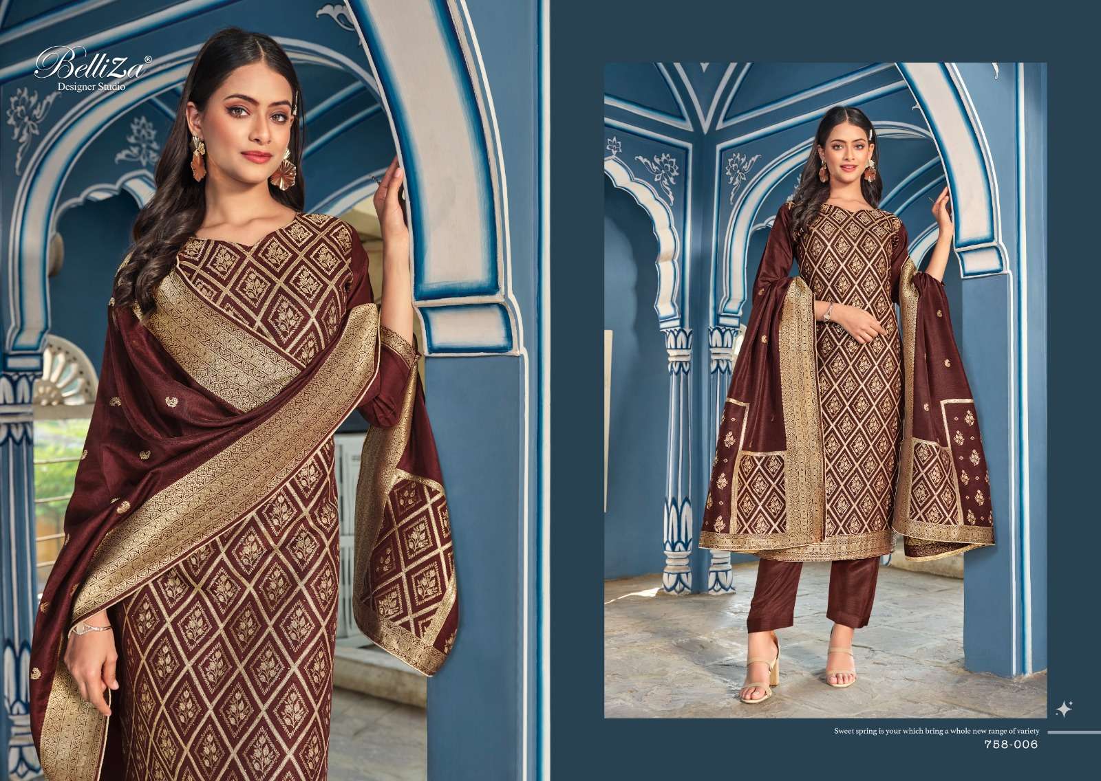 belliza designer studio ishana viscose rayon catchy look salwar suit catalog