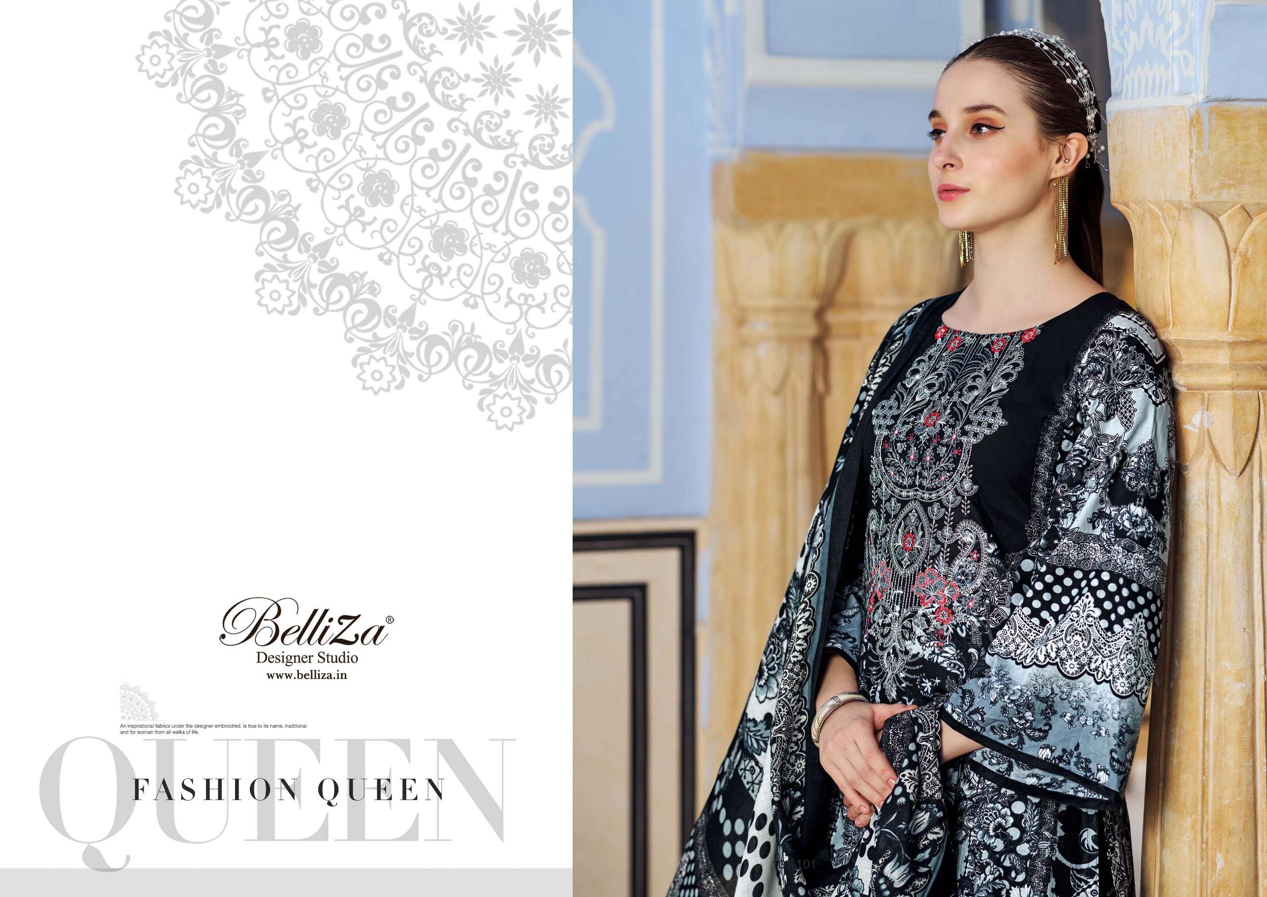 belliza designer studio naira black and white 3rd edition otton catchy look salwar suit catalog