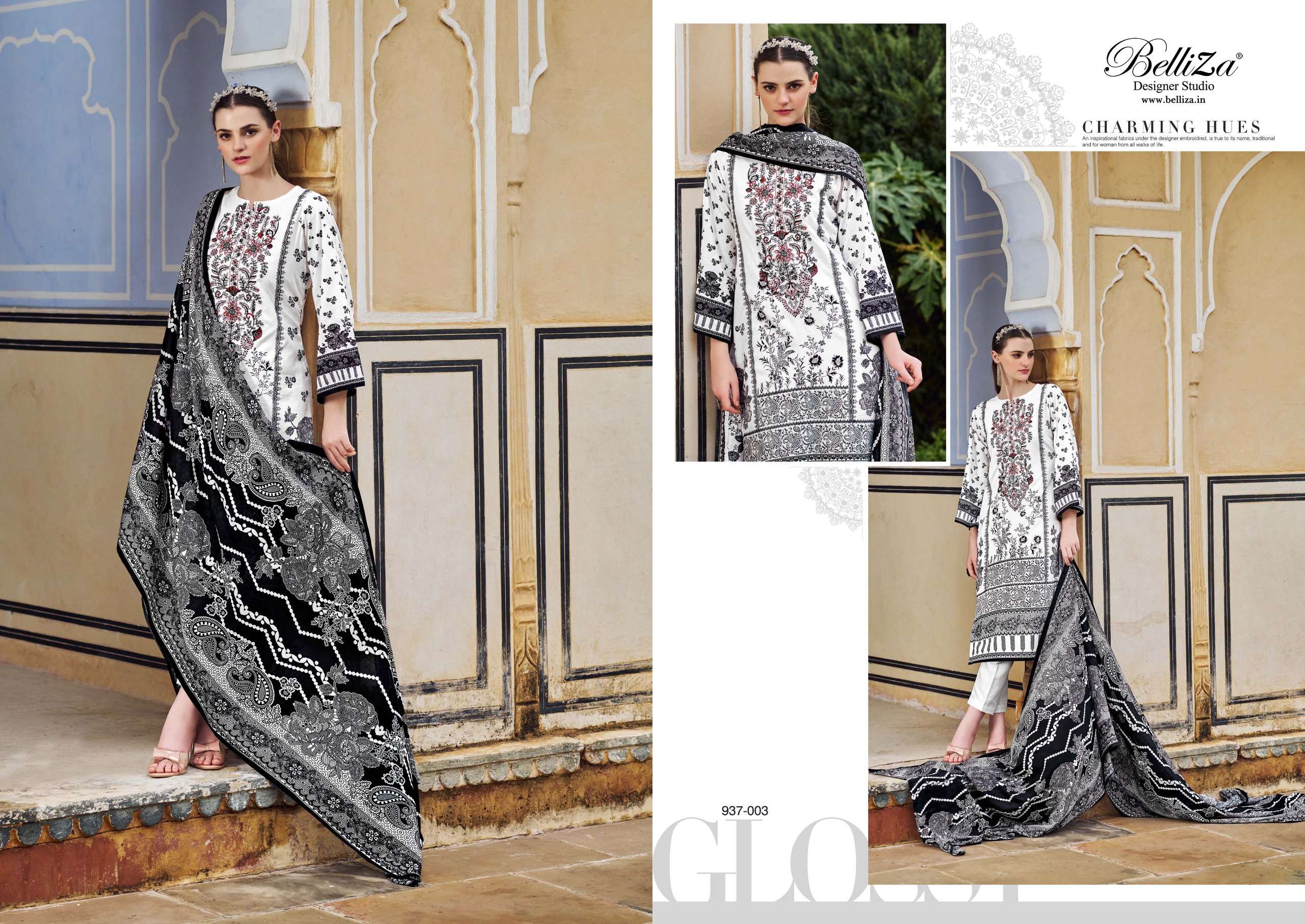 belliza designer studio naira black and white 3rd edition otton catchy look salwar suit catalog