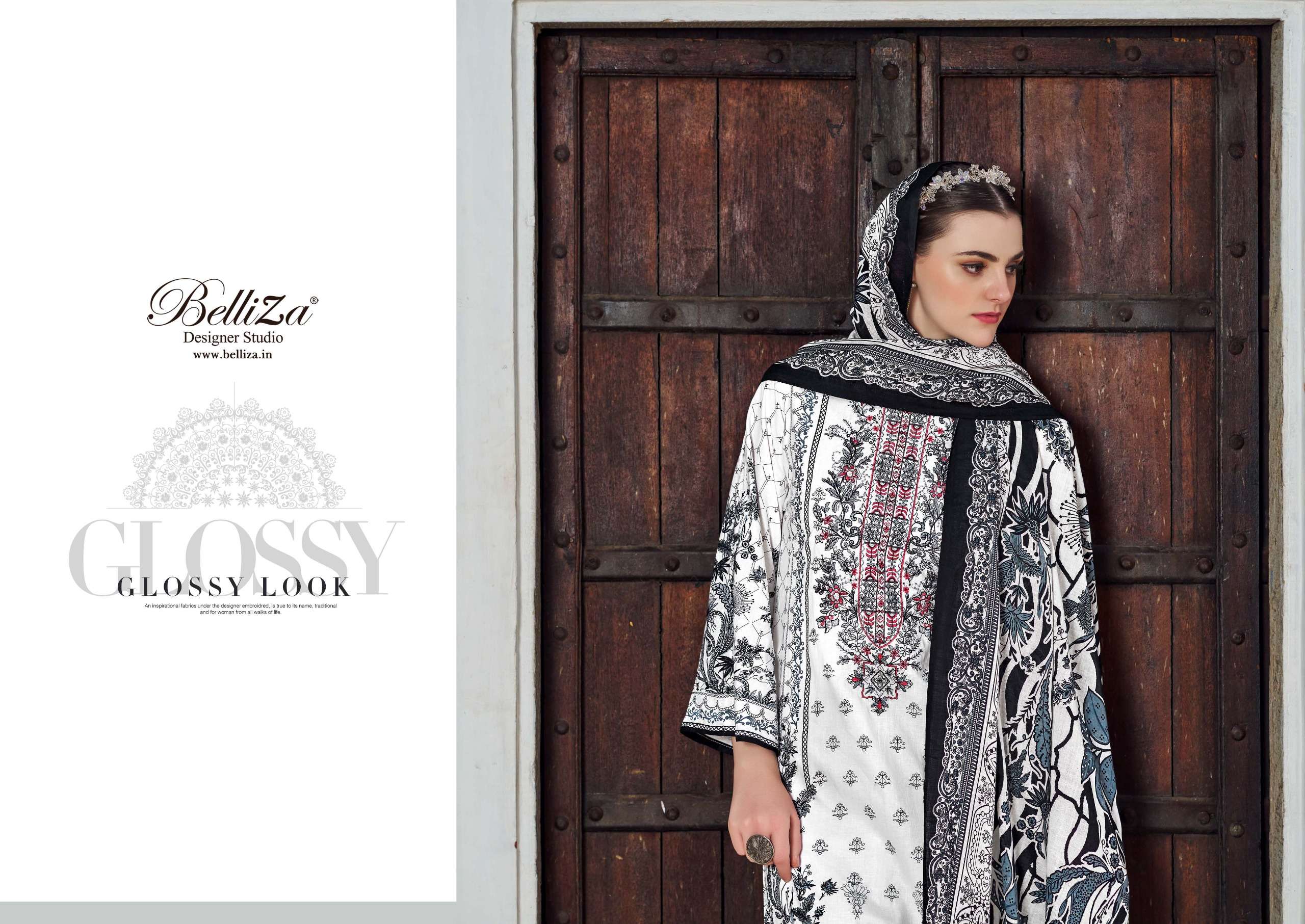 belliza designer studio naira black and white 3rd edition otton catchy look salwar suit catalog