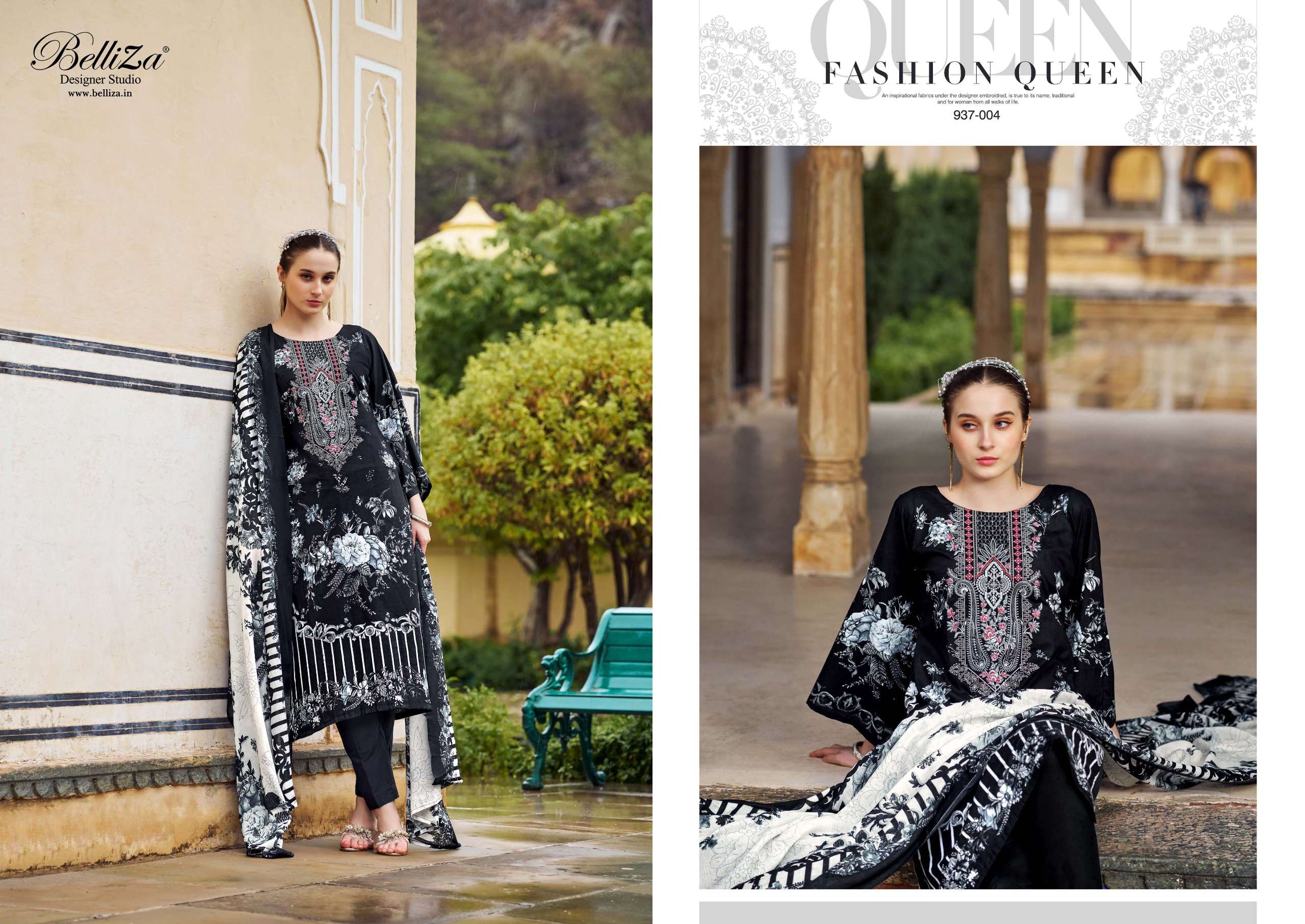 belliza designer studio naira black and white 3rd edition otton catchy look salwar suit catalog