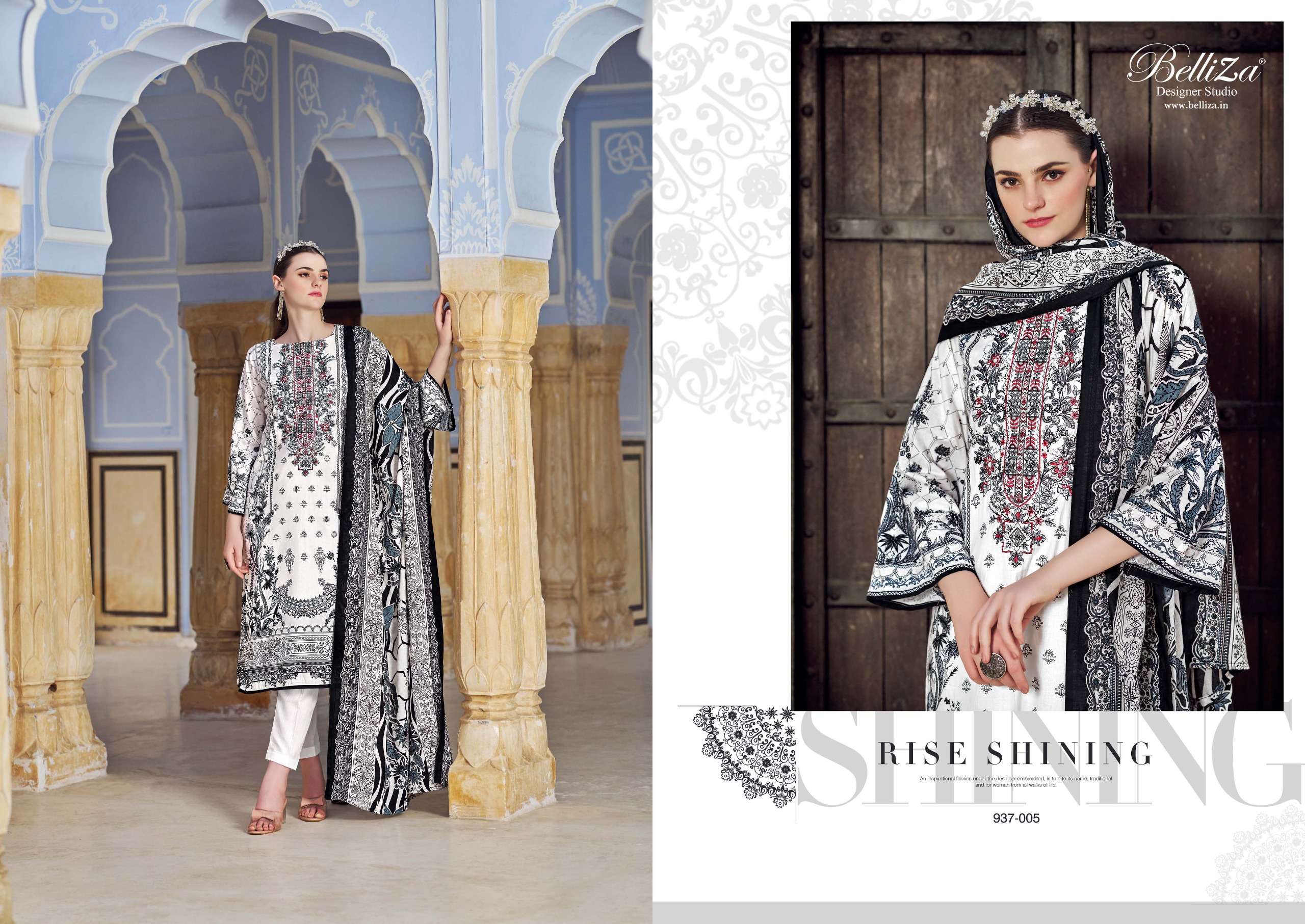 belliza designer studio naira black and white 3rd edition otton catchy look salwar suit catalog