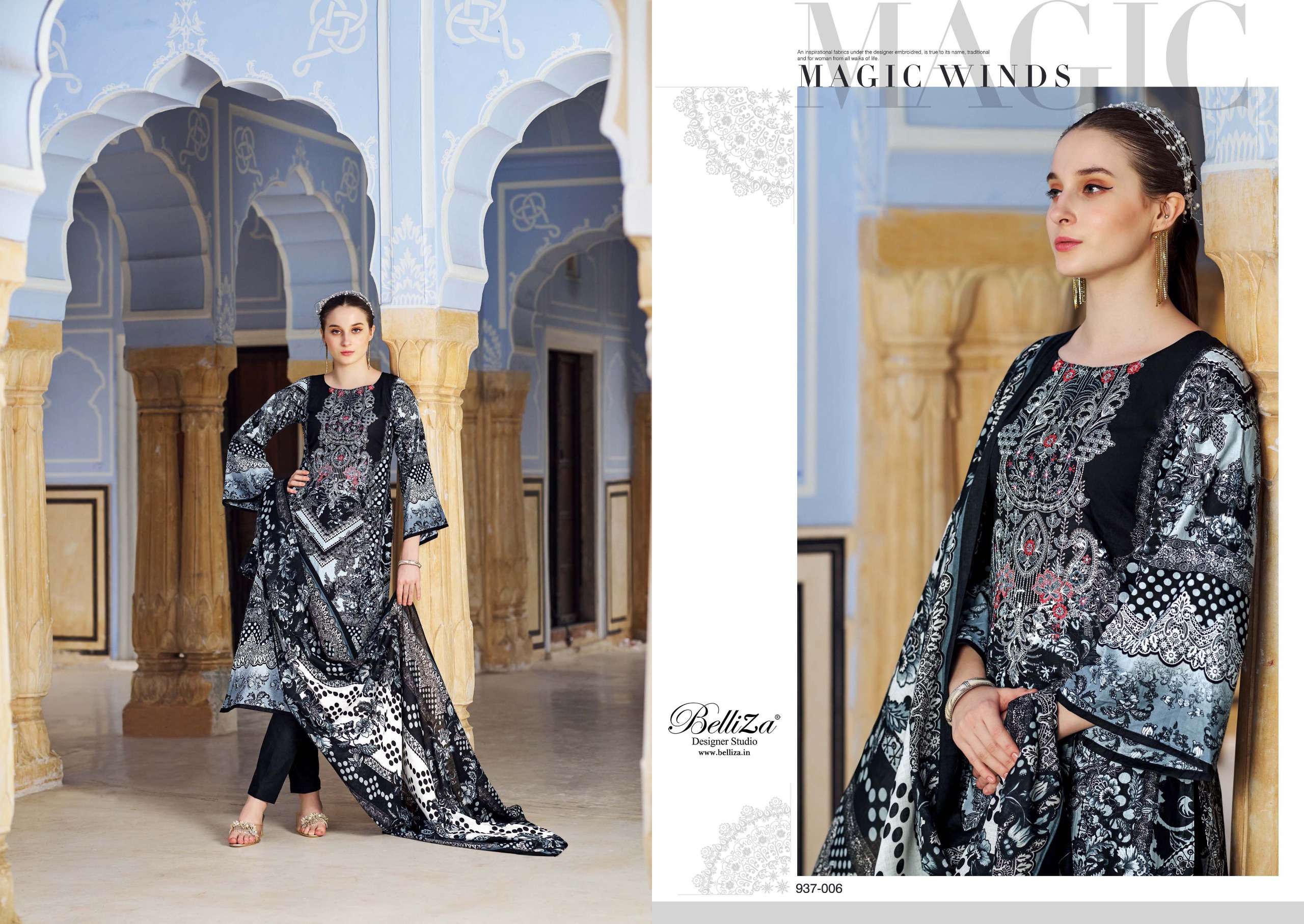 belliza designer studio naira black and white 3rd edition otton catchy look salwar suit catalog