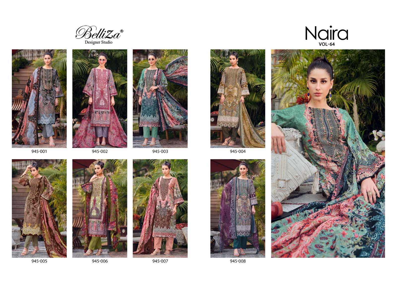 belliza designer studio naira vol 64 cotton catchy look salwar suit catalog