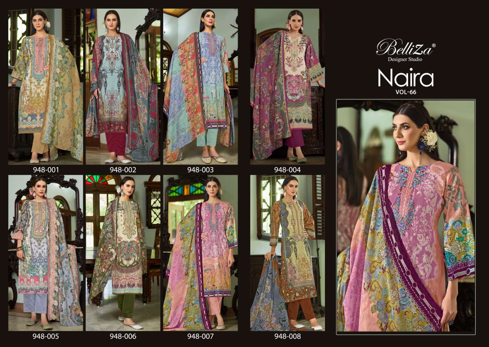 belliza designer studio naira vol 66 cotton catchy look salwar suit catalog