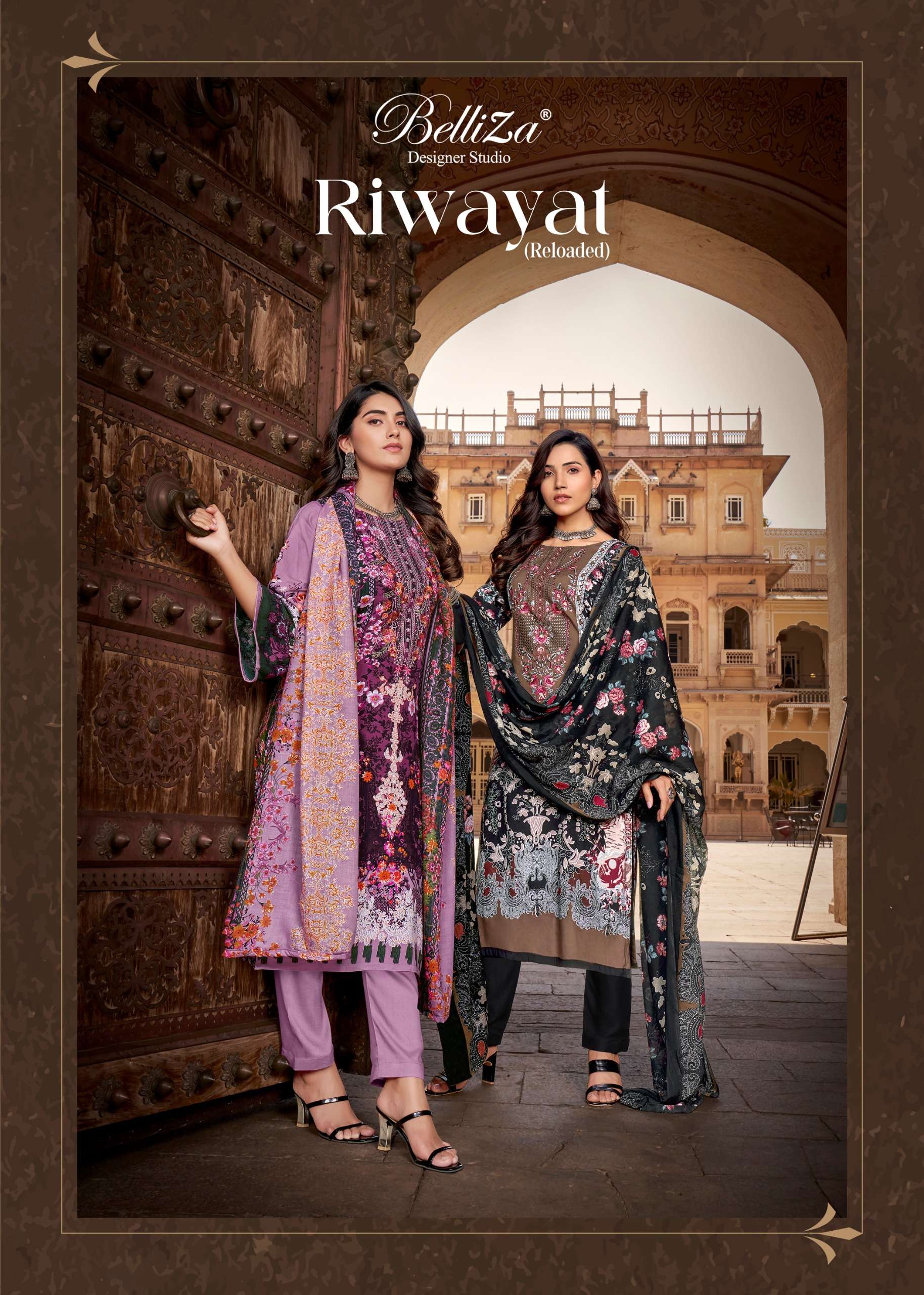 belliza designer studio riwayat reloded viscose rayon exclusive print salwar suit catalog