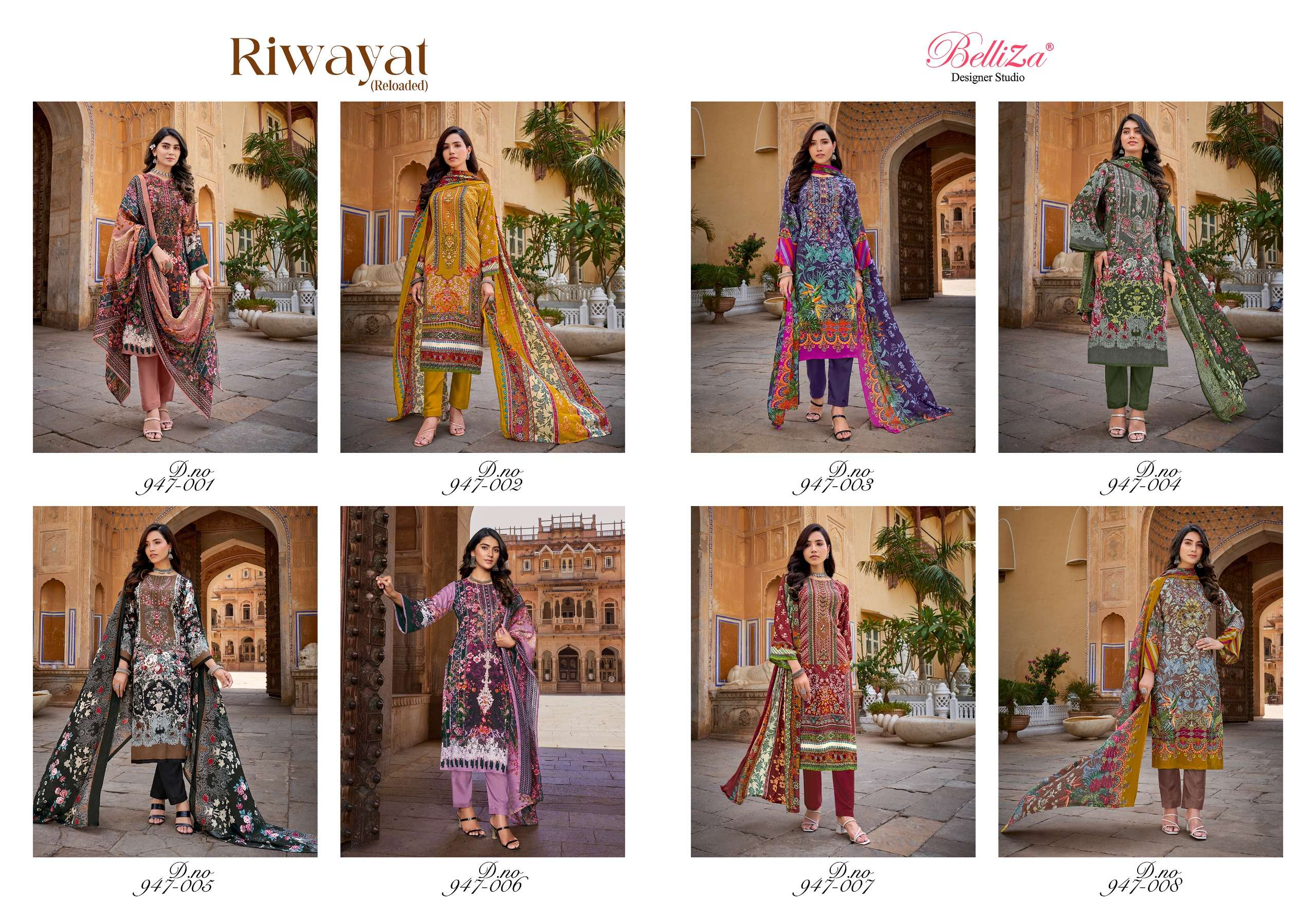 belliza designer studio riwayat reloded viscose rayon exclusive print salwar suit catalog