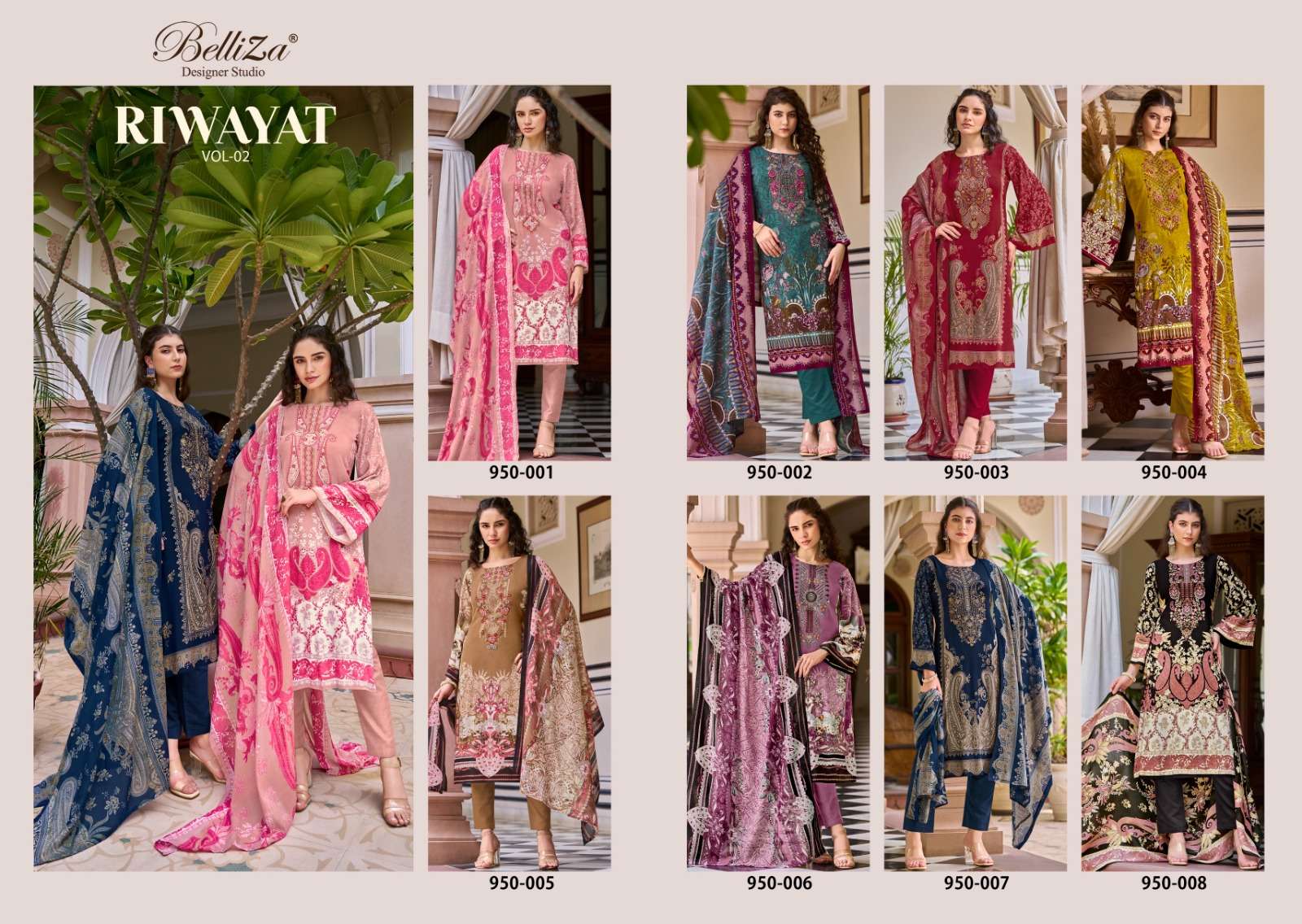 belliza designer studio riwayat vol 2 viscose rayon beautiful print salwar suit catalog