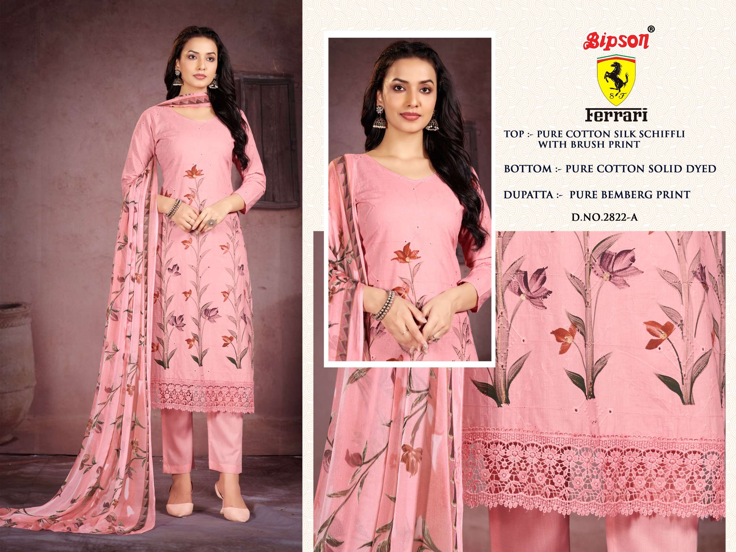 bipson ferrari 2822 cotton attrective print salwar suit catalog