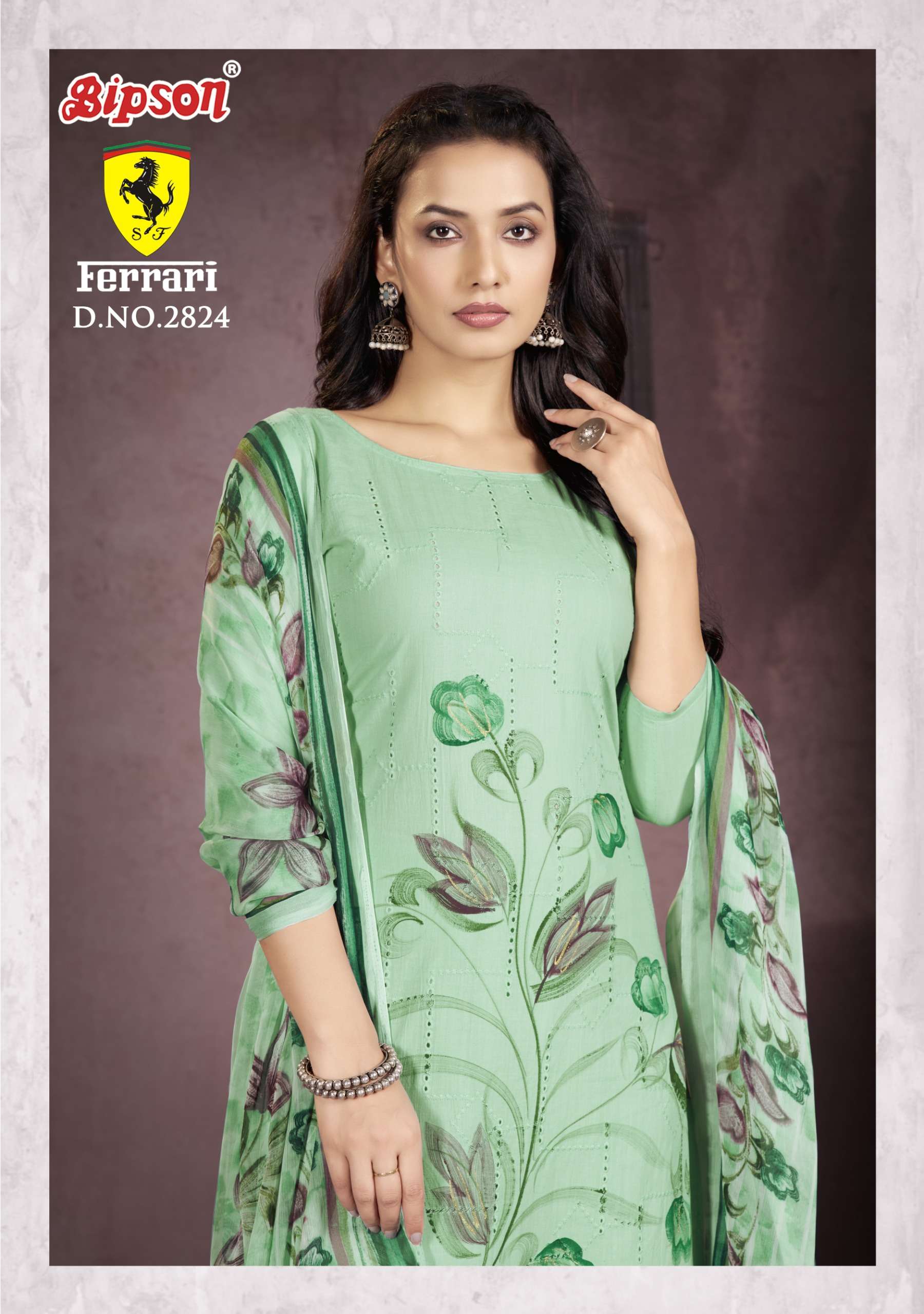 bipson ferrari 2824 cotton attrective print salwar suit catalog