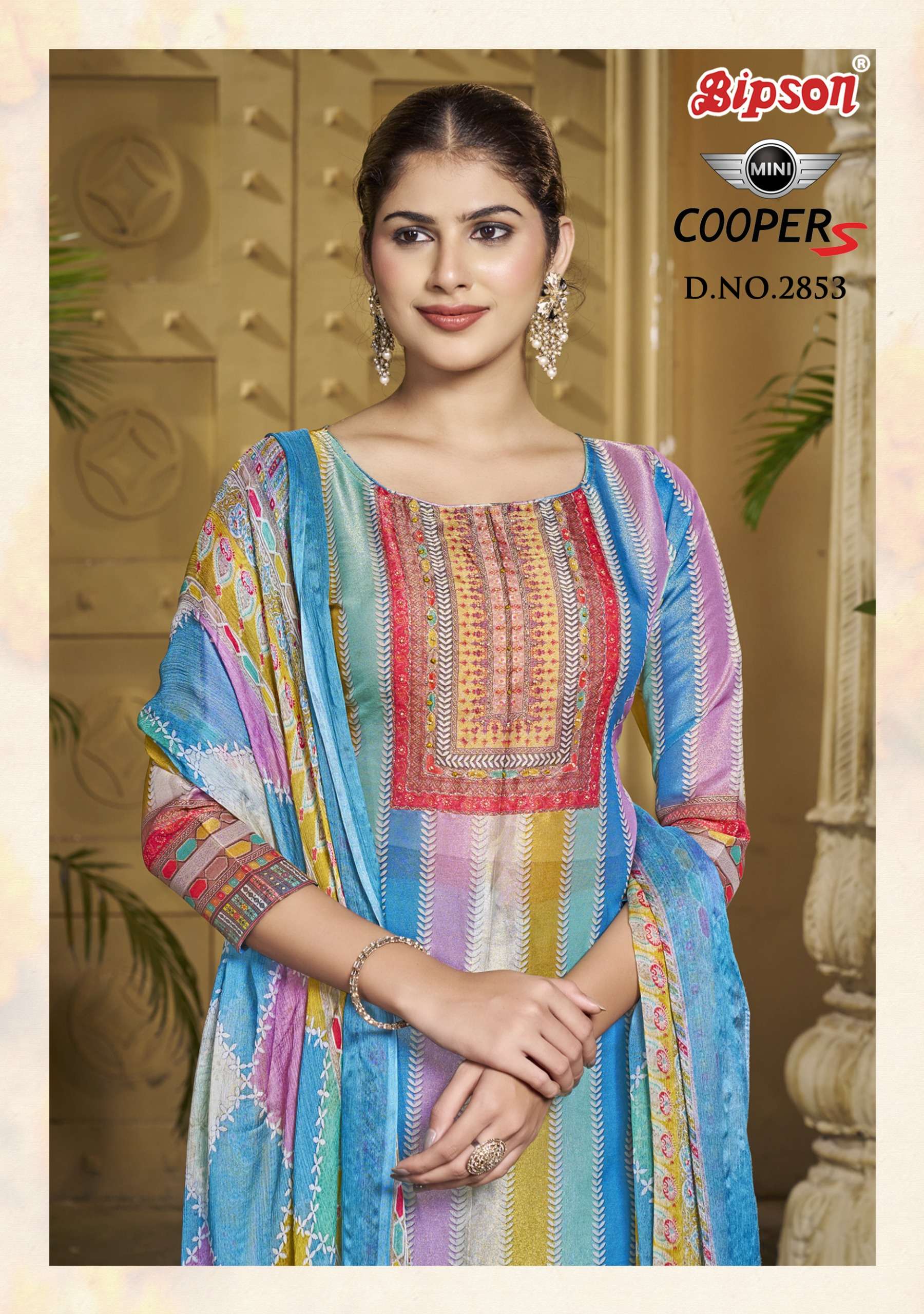 bipson mini copper 2853 gold simmer attractive look salwar suit catalog