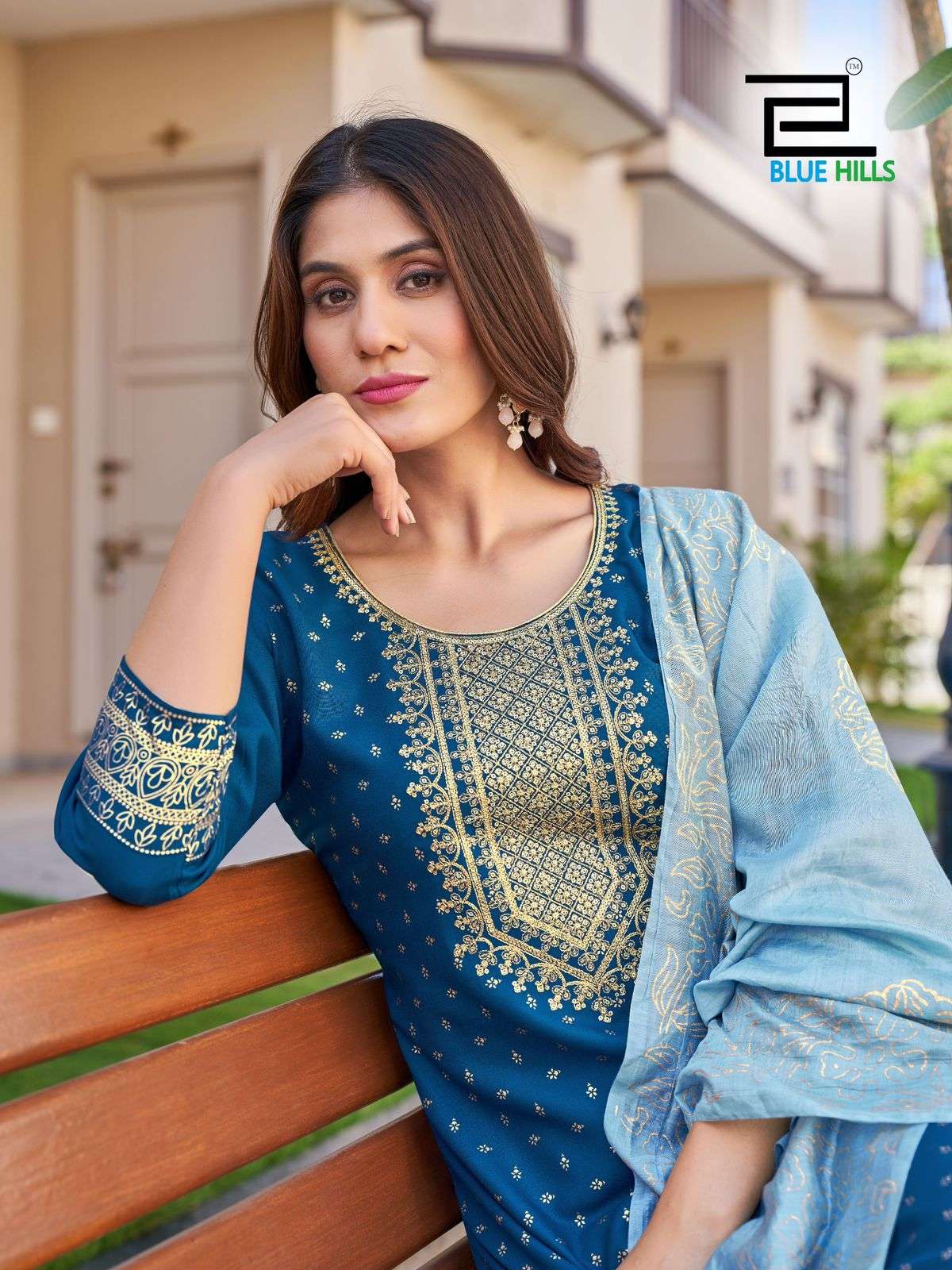 bluehills Royal Touch Vol 10 NX rayon attrective look kurti pant with dupatta catalog