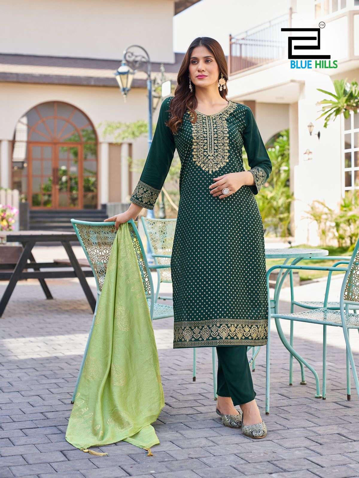 bluehills Royal Touch Vol 10 NX rayon attrective look kurti pant with dupatta catalog