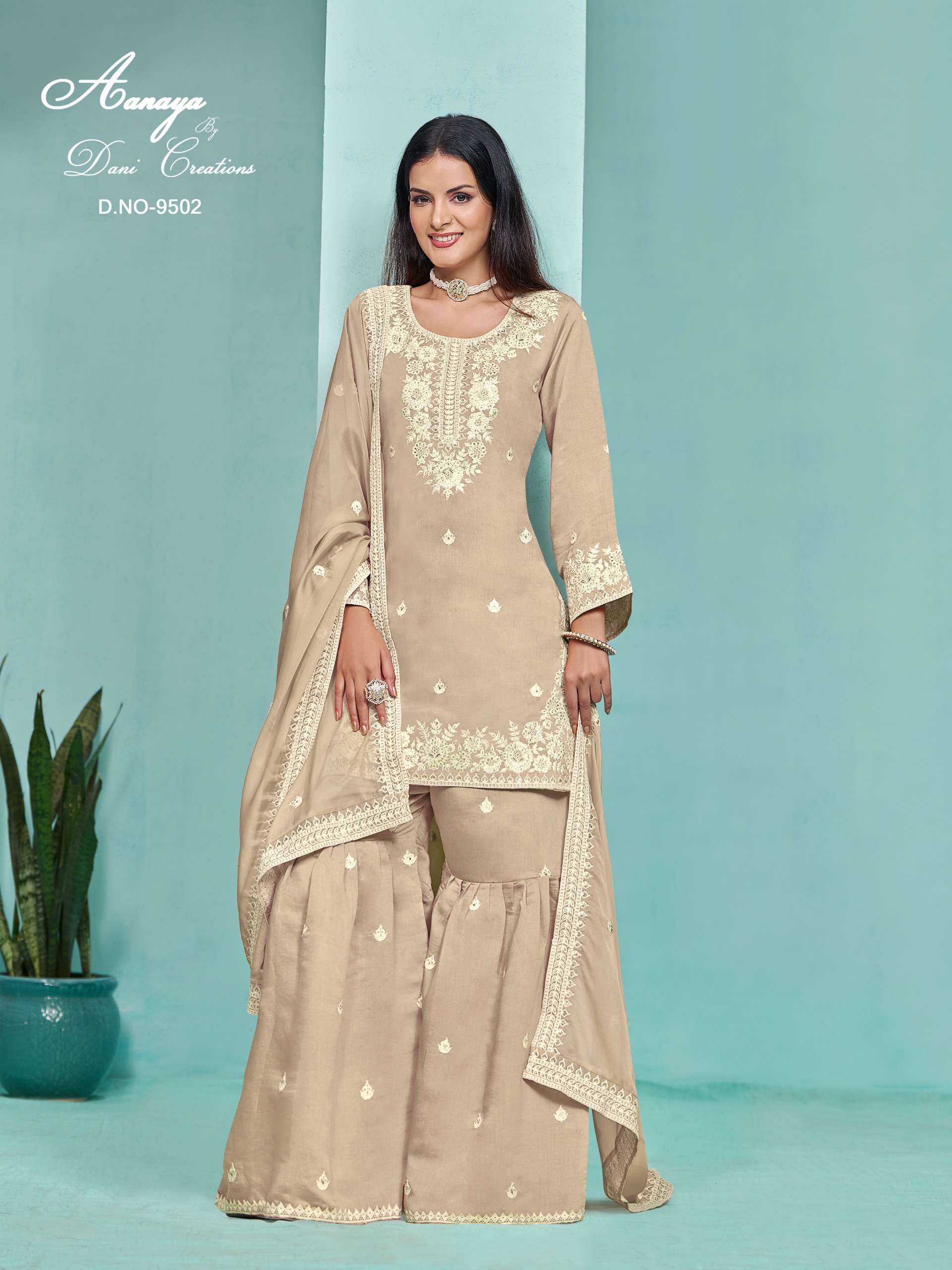 dani aanaya 9500 series vol 195 pv chanderi elegant salwar suit catalog