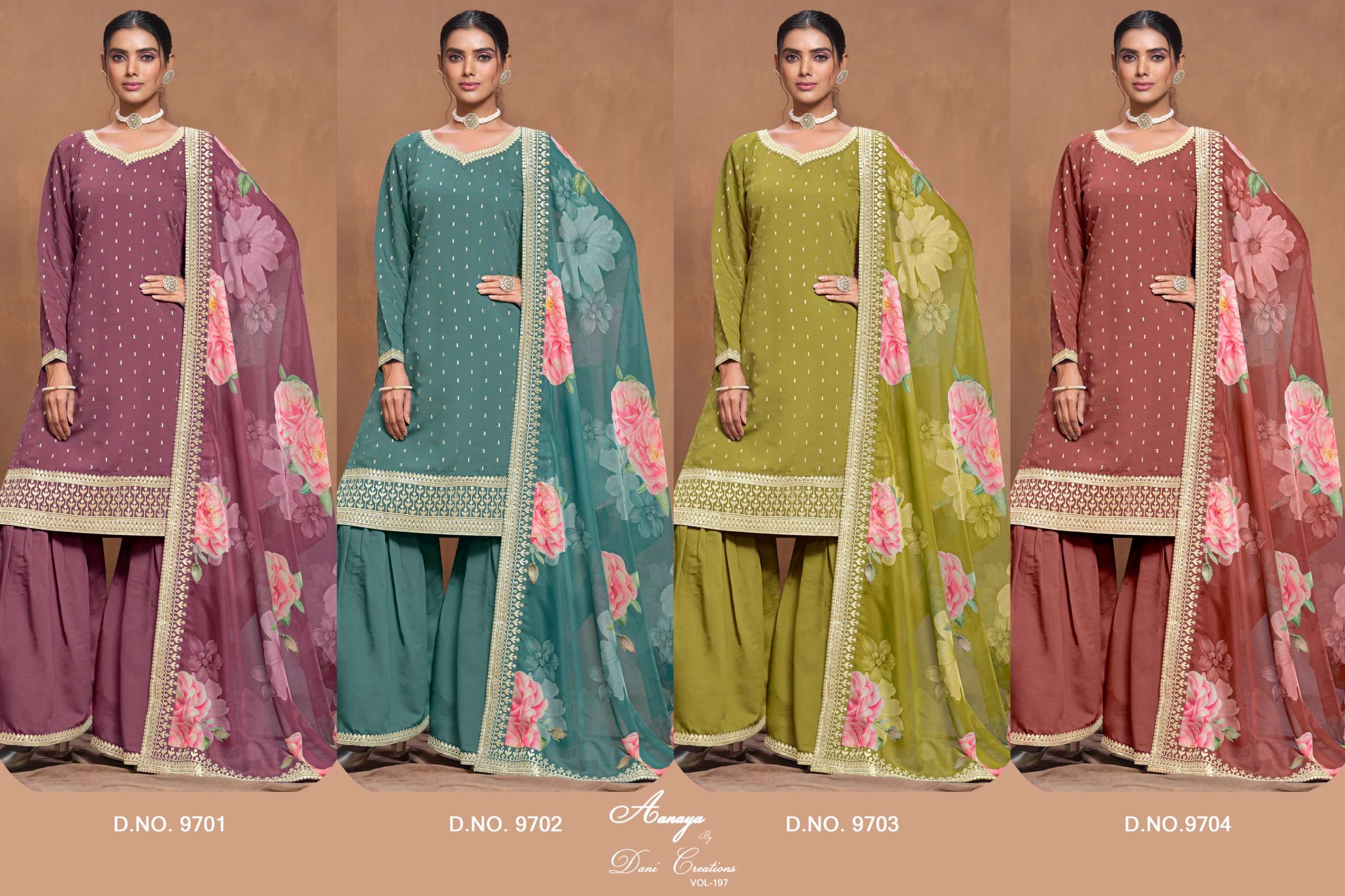 dani aanaya vol 197 roman silk innovative look salwar suit catalog