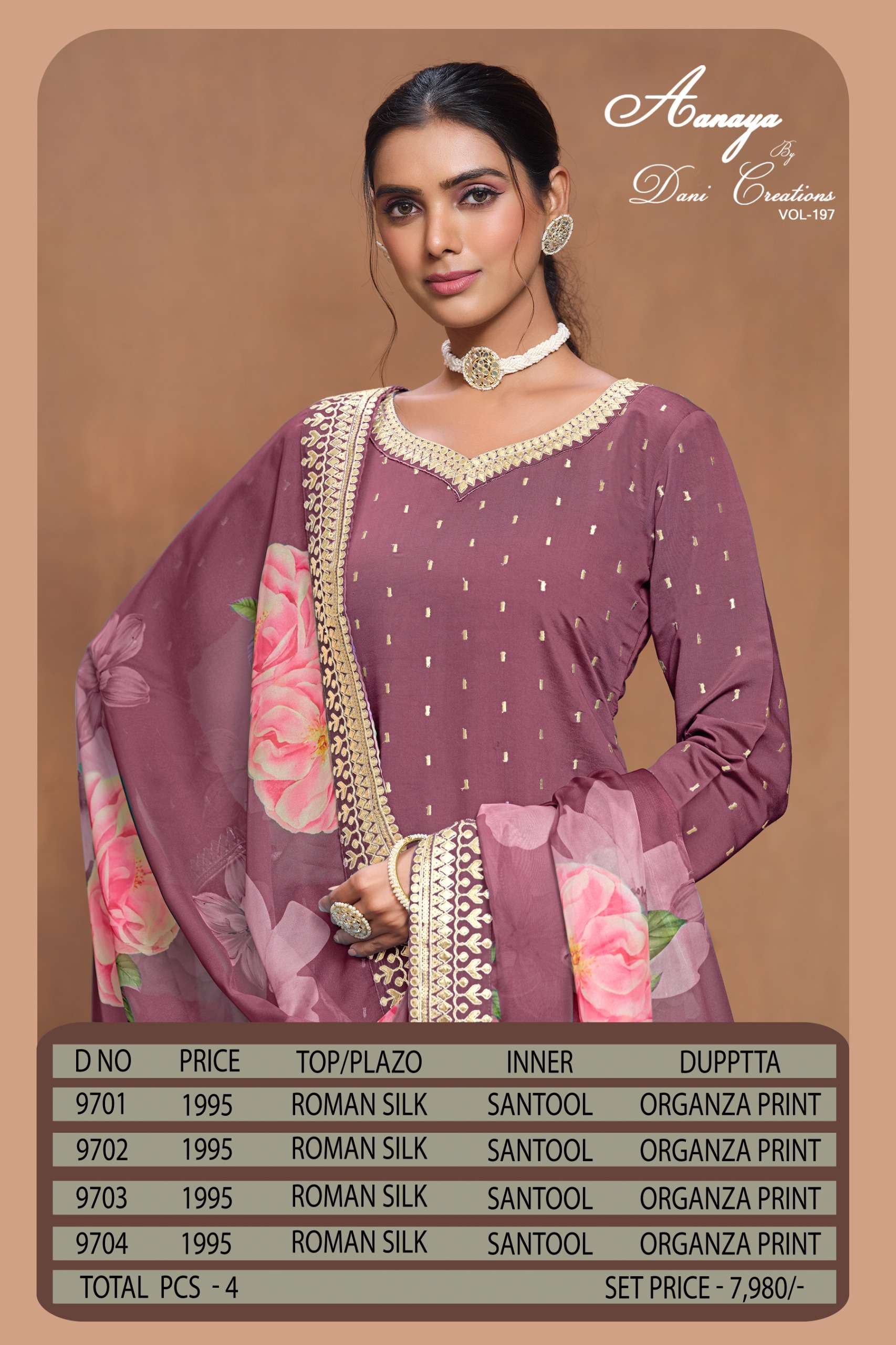 dani aanaya vol 197 roman silk innovative look salwar suit catalog