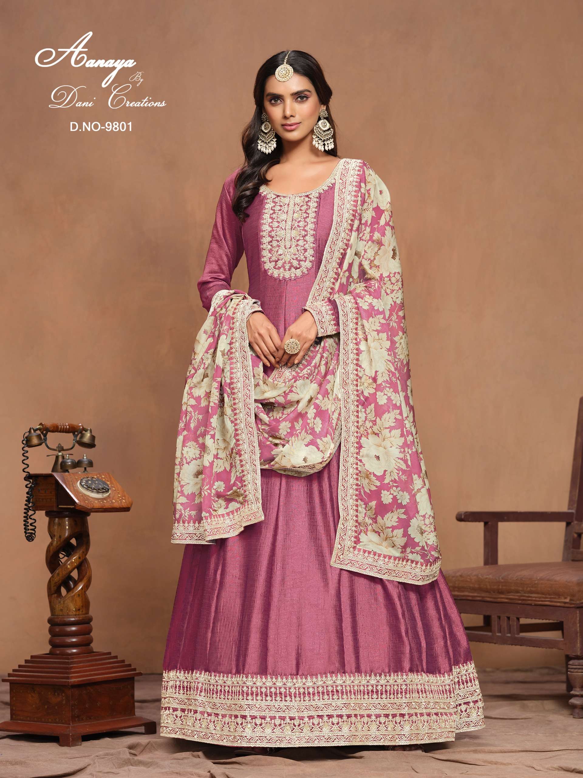 dani aanaya vol 198 art silk exclusive print salwar suit catalog