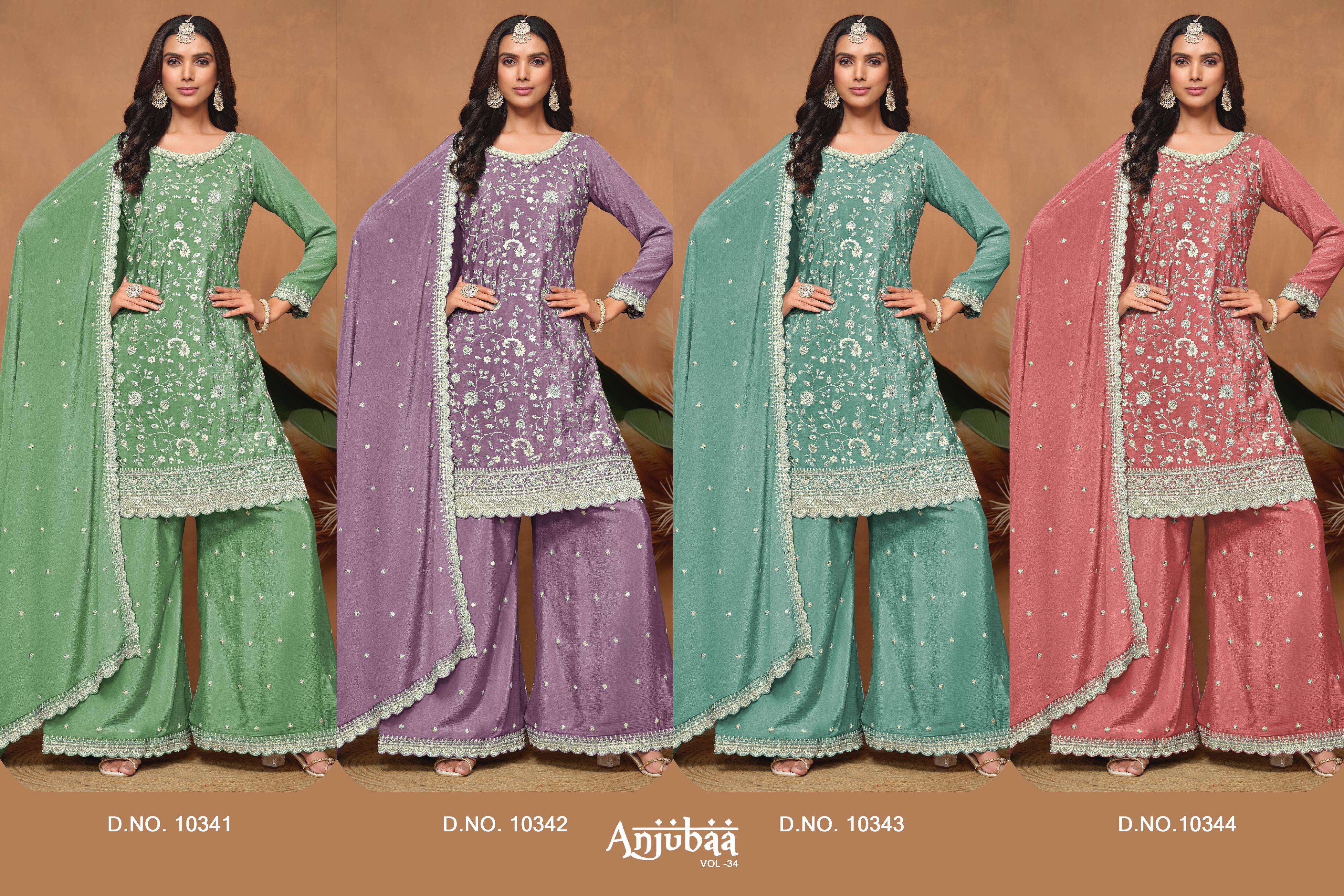 dani anjubaa vol 34 chinnon elegant look salwar suit catalog