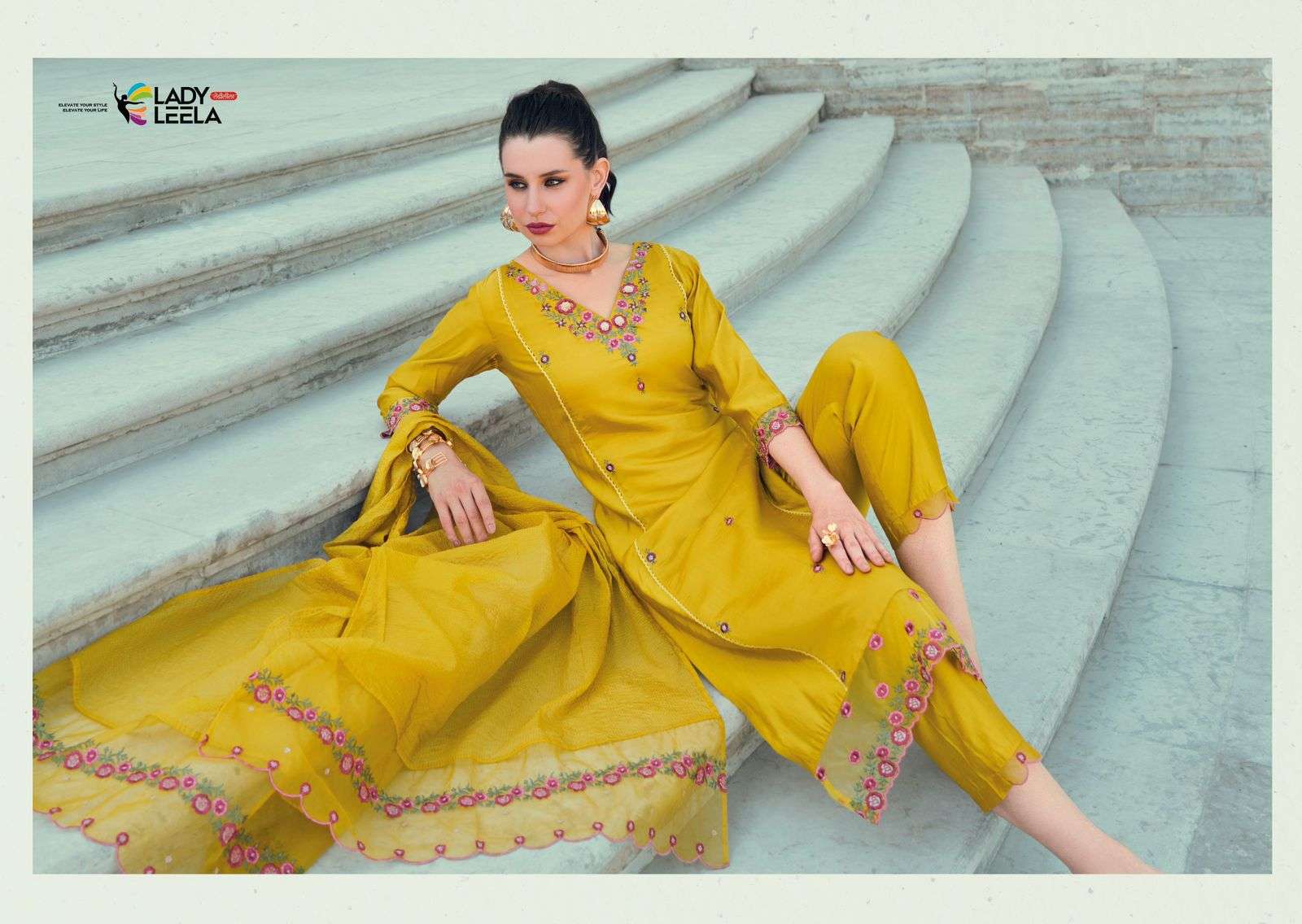 lily and lali iqra viscose silk exclusive look kurti bottom with  dupatta catalog