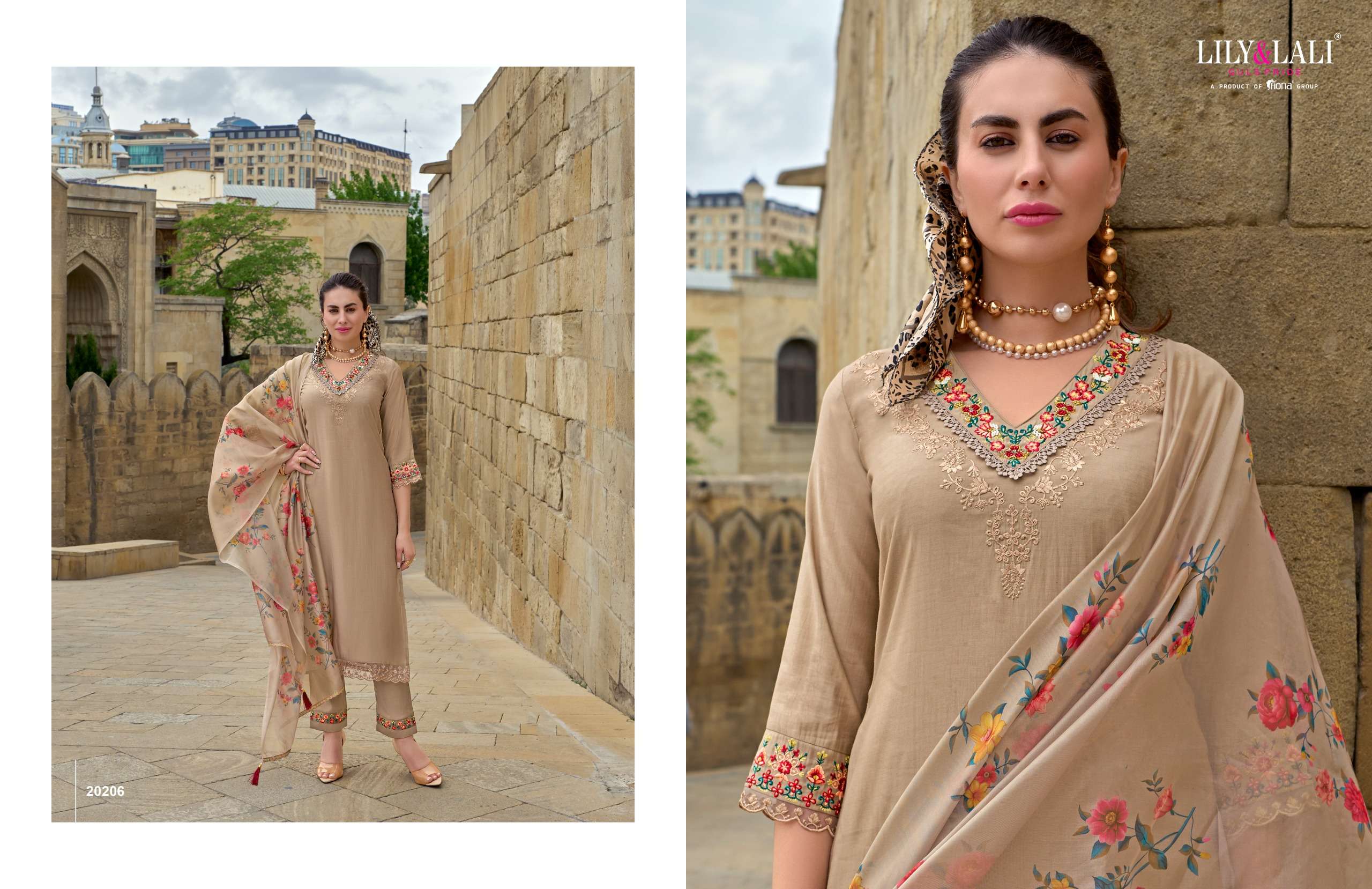 lily and lali mahra viscose festive look top bottom with dupatta catalog