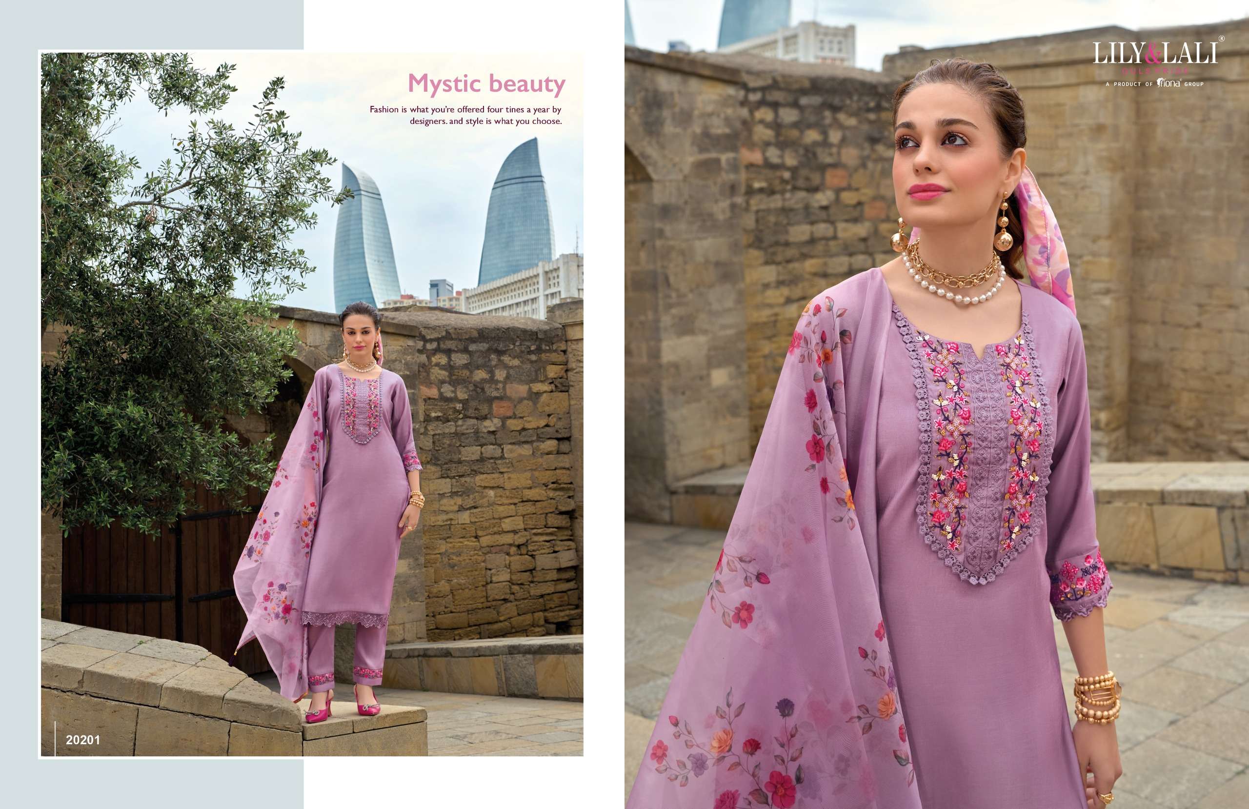 lily and lali mahra viscose festive look top bottom with dupatta catalog