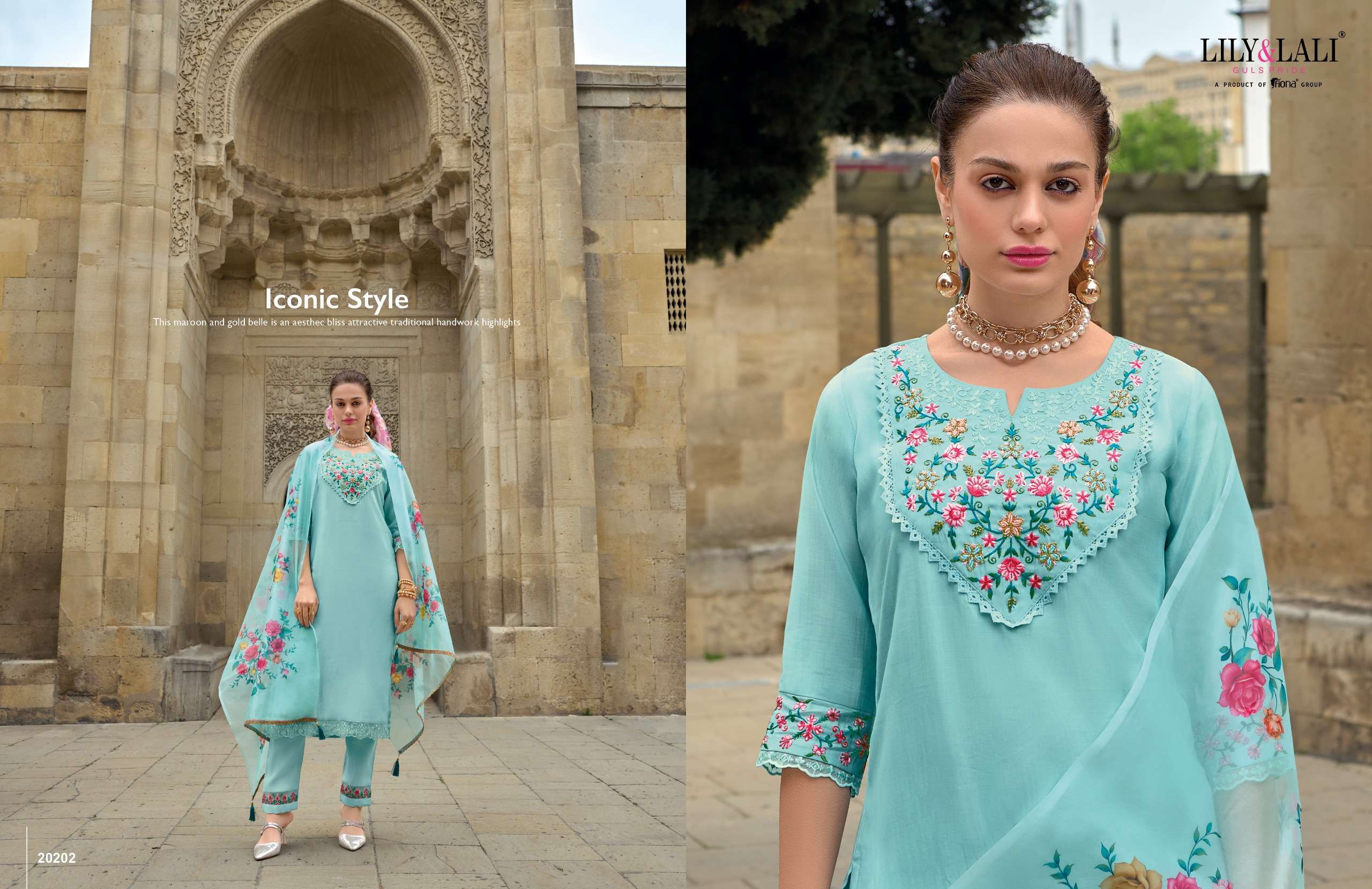 lily and lali mahra viscose festive look top bottom with dupatta catalog