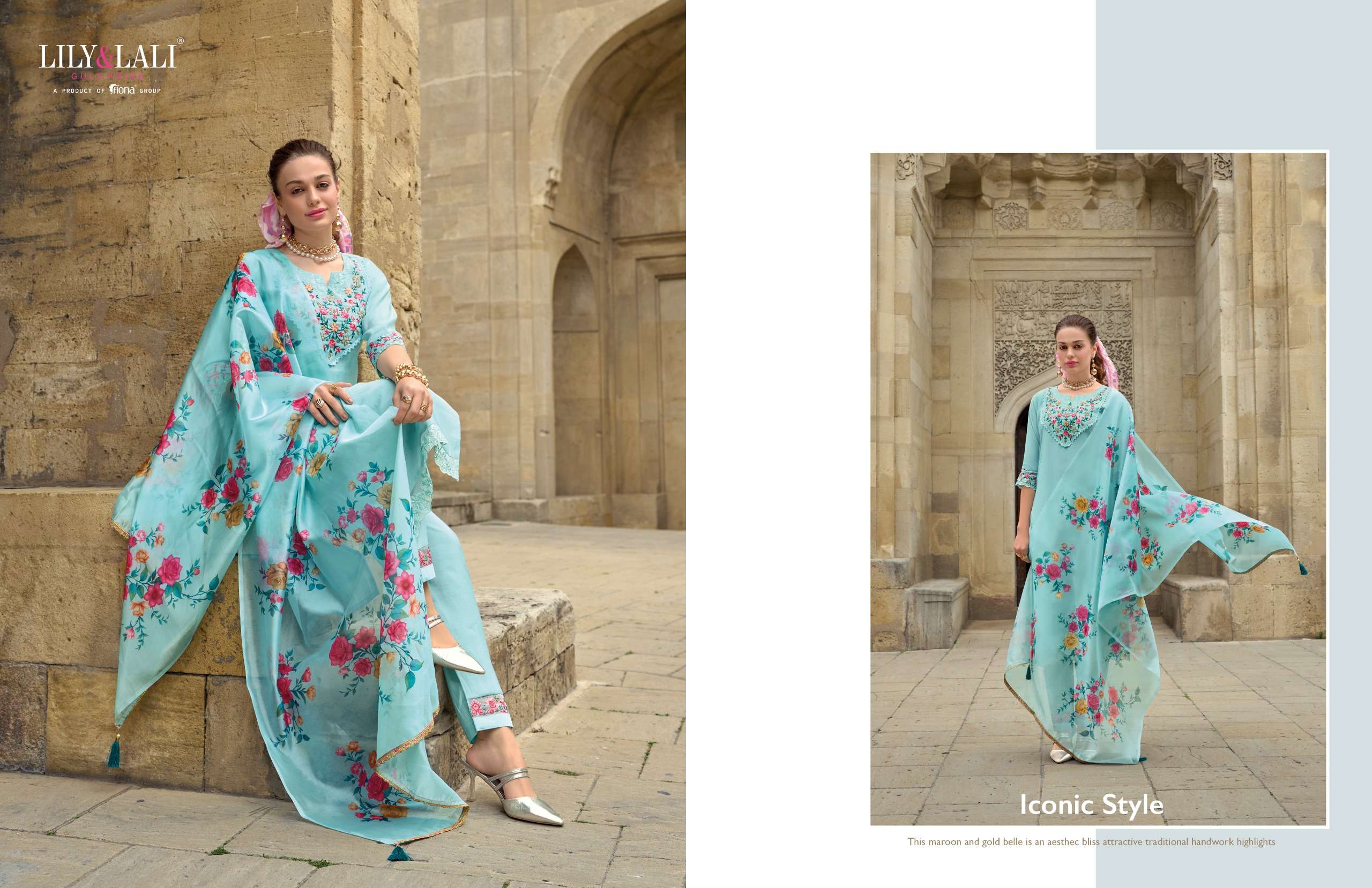 lily and lali mahra viscose festive look top bottom with dupatta catalog