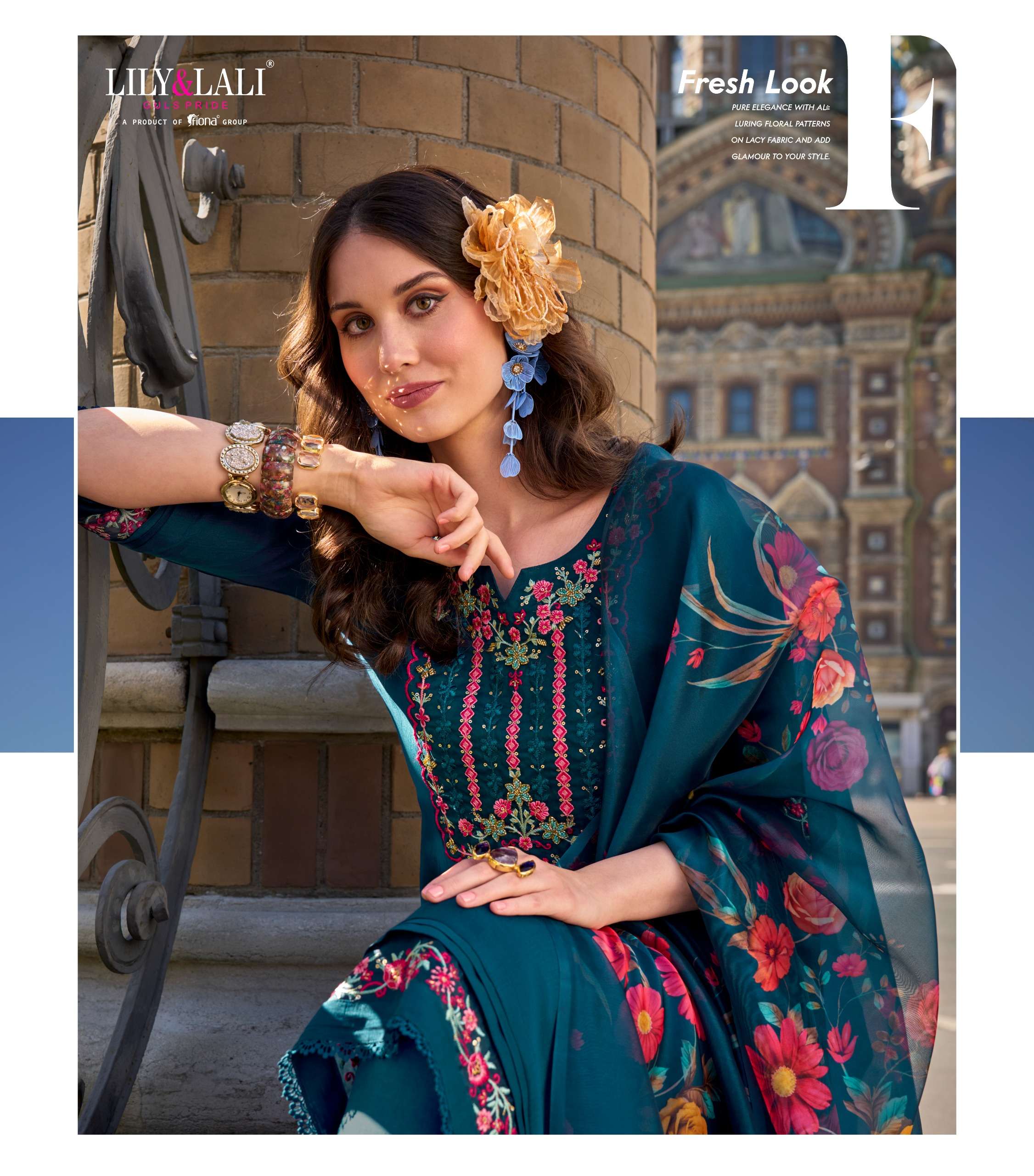 lily and lali srivalli viscose decent embroidery look top bottom with dupatta catalog