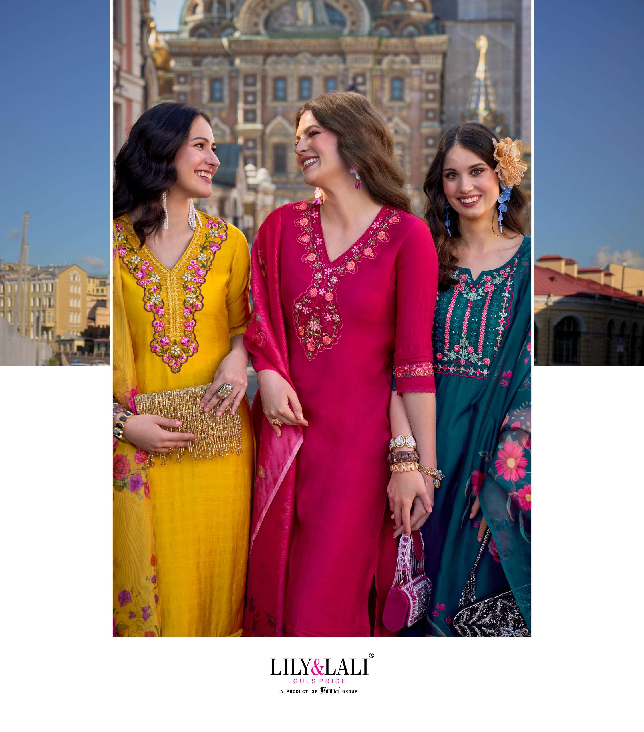 lily and lali srivalli viscose decent embroidery look top bottom with dupatta catalog