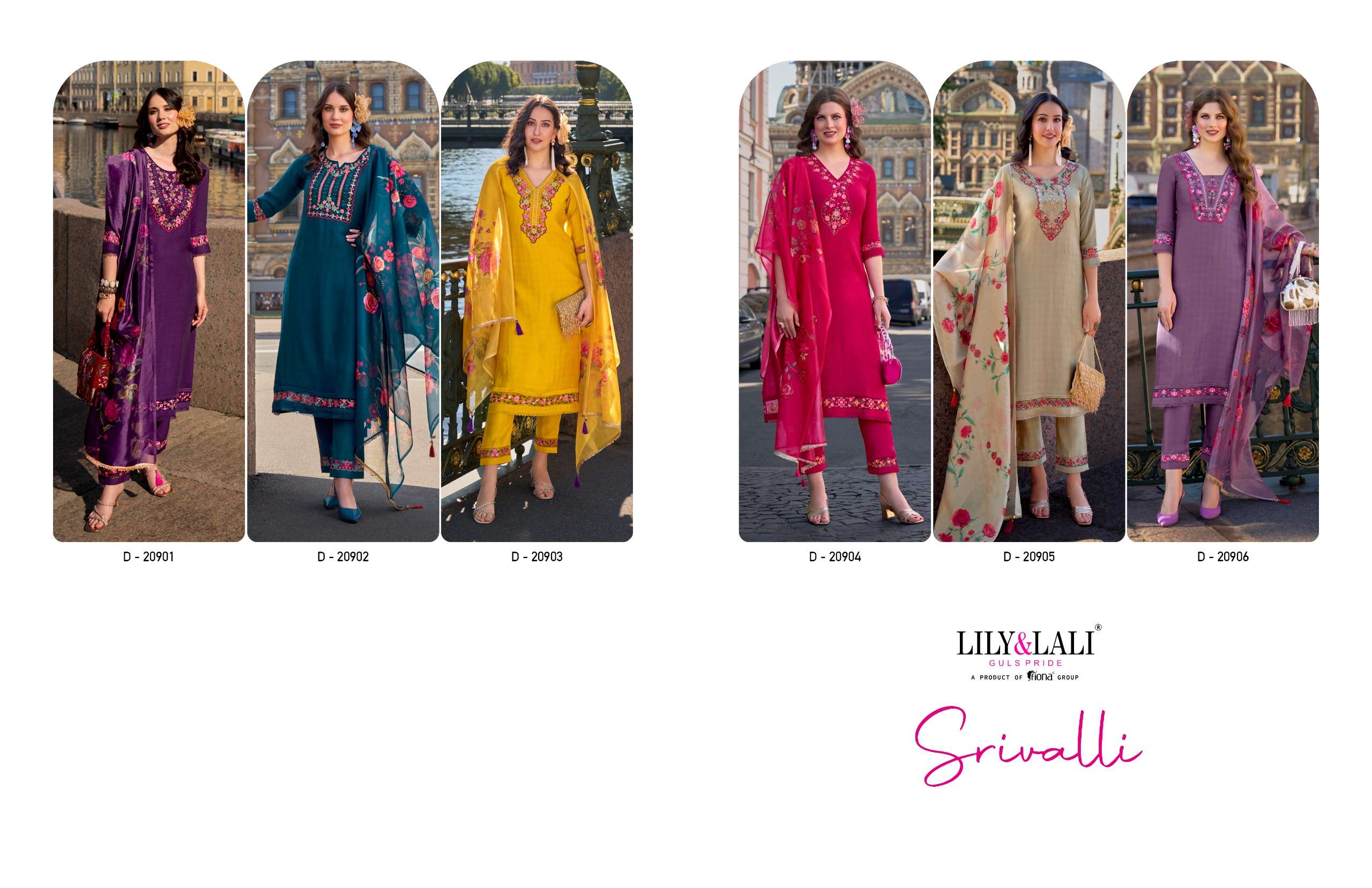 lily and lali srivalli viscose decent embroidery look top bottom with dupatta catalog