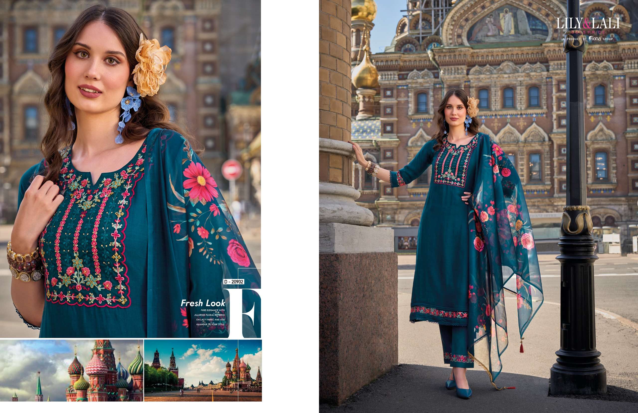 lily and lali srivalli viscose decent embroidery look top bottom with dupatta catalog