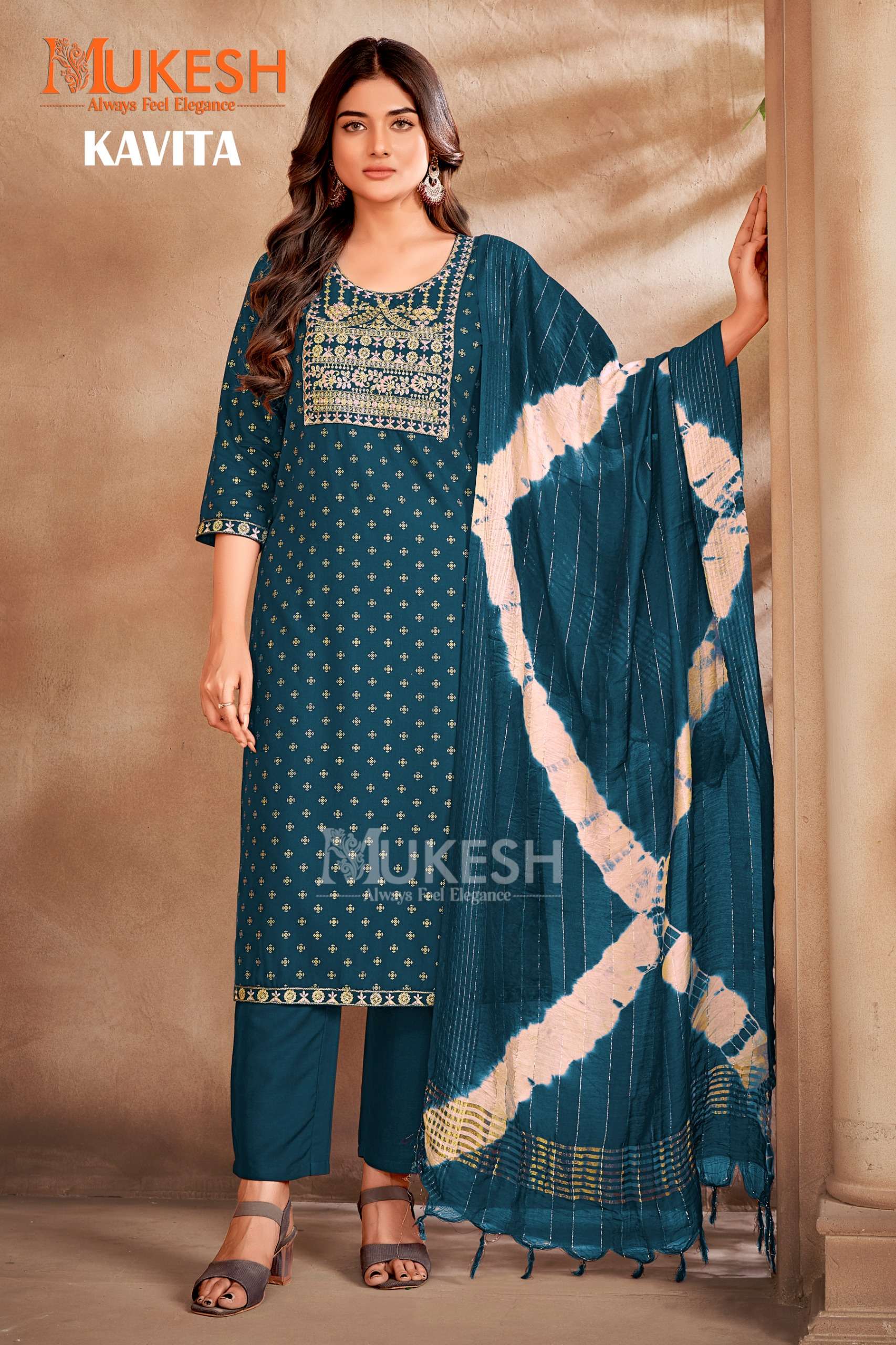 mukesh kavita rayon catchy look kurti bottom dupatta catalog